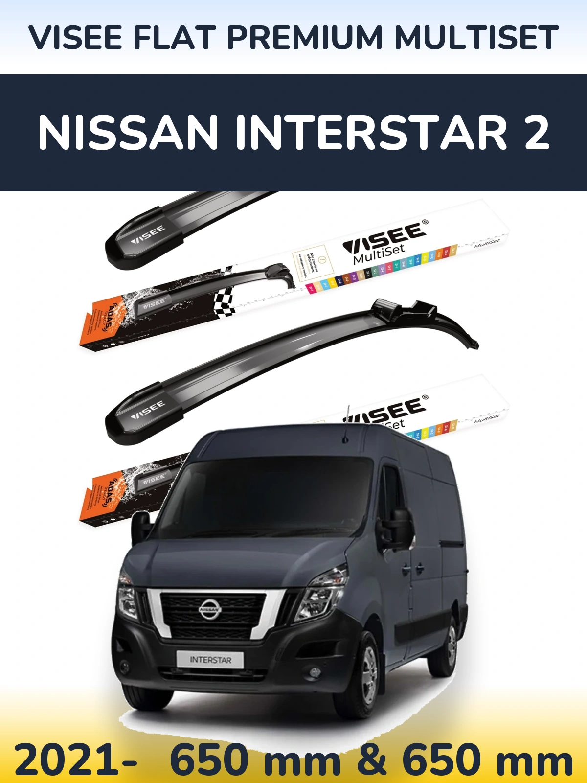 Torkarblad VISEE FLAT PREMIUM MultiSet för Nissan Interstar 2