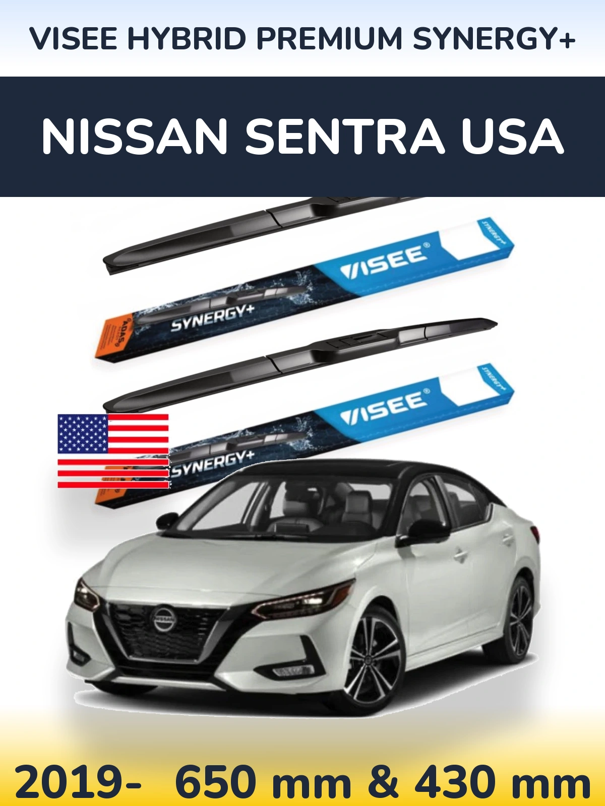 Torkarblad VISEE HYBRID PREMIUM SYNERGY+ för Nissan Sentra USA