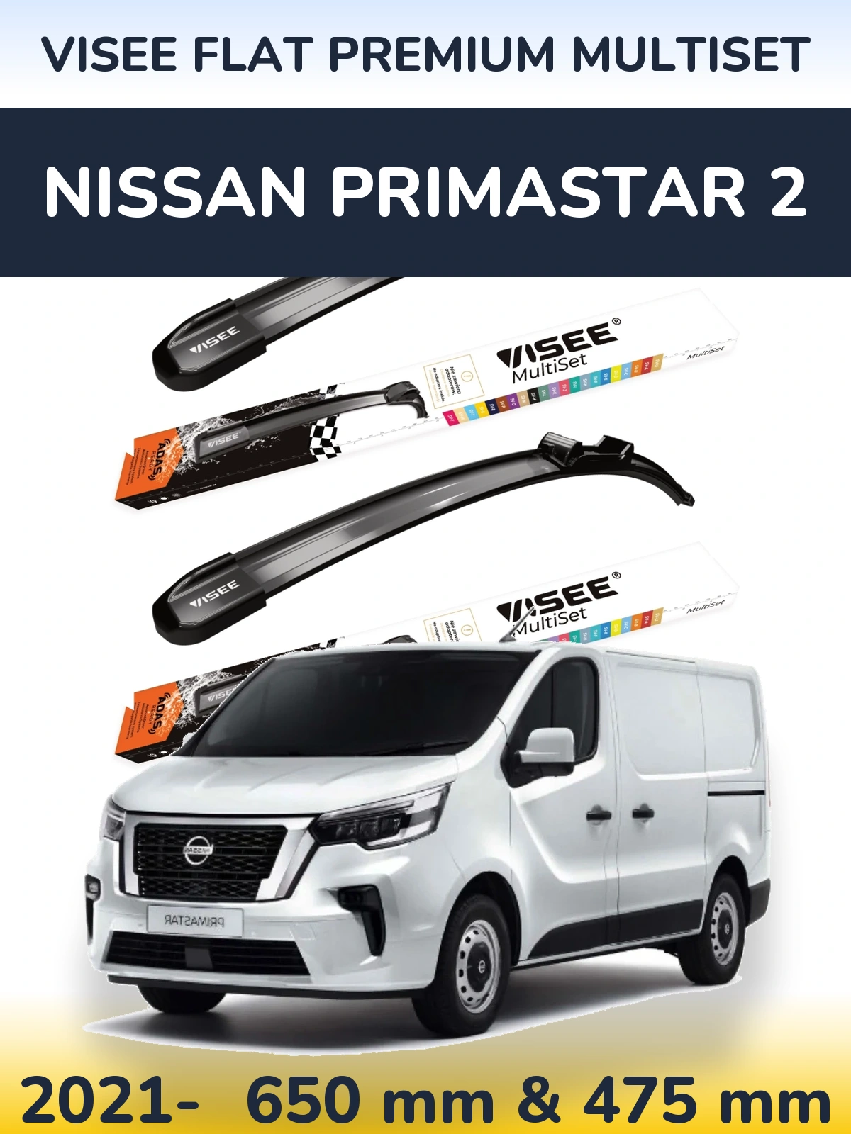 Torkarblad VISEE FLAT PREMIUM MultiSet för Nissan Primastar 2