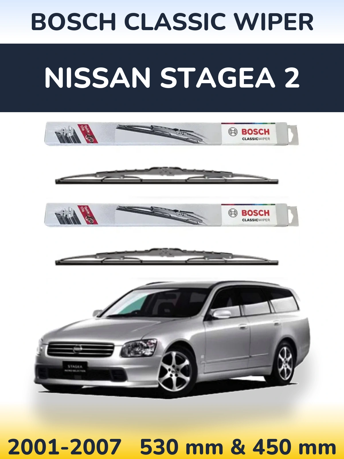 Torkarblad BOSCH Classic Wiper för Nissan Stagea 2