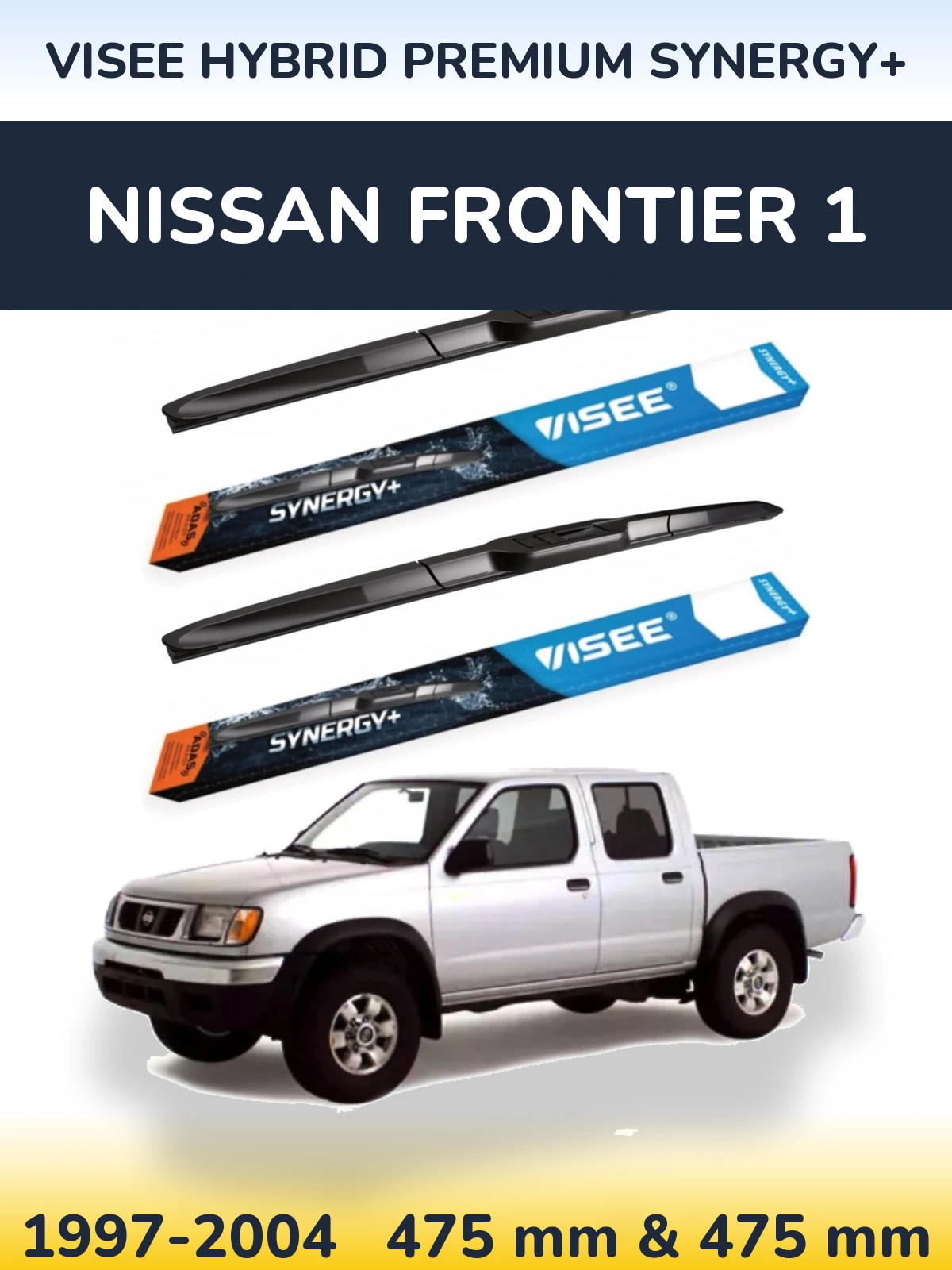 Комплект передних дворников VISEE HYBRID PREMIUM SYNERGY+ 475 & 475 мм для Nissan Frontier 1 1997-2004