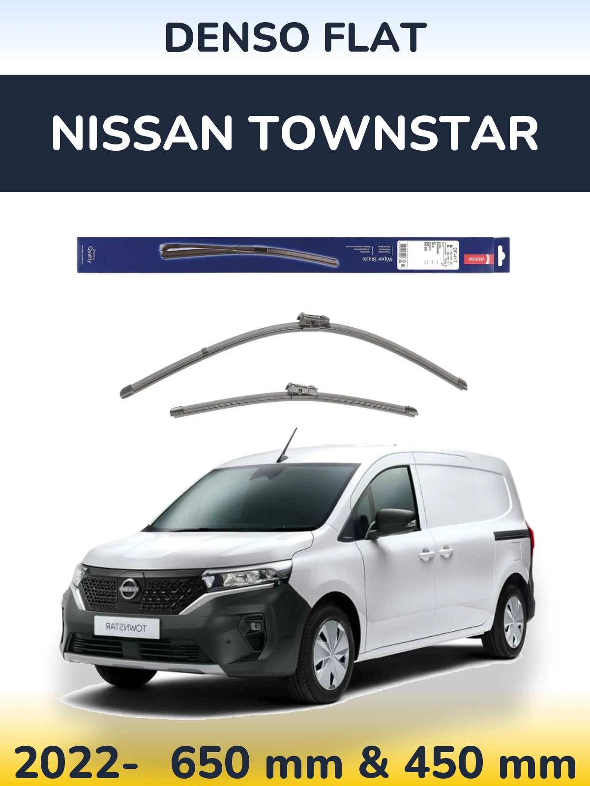 Комплект передніх щіток Denso Flat 650 & 450 мм для Nissan Townstar 2022-2026