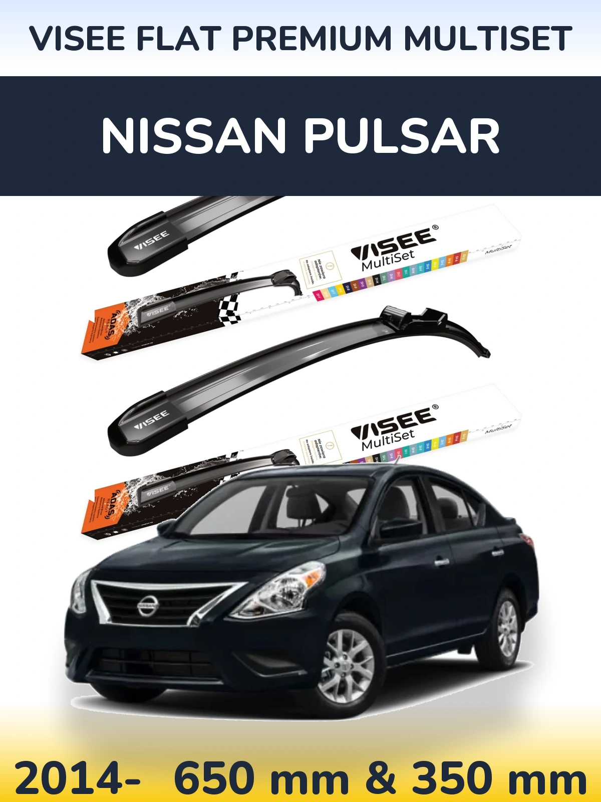 Torkarblad VISEE FLAT PREMIUM MultiSet för Nissan Pulsar