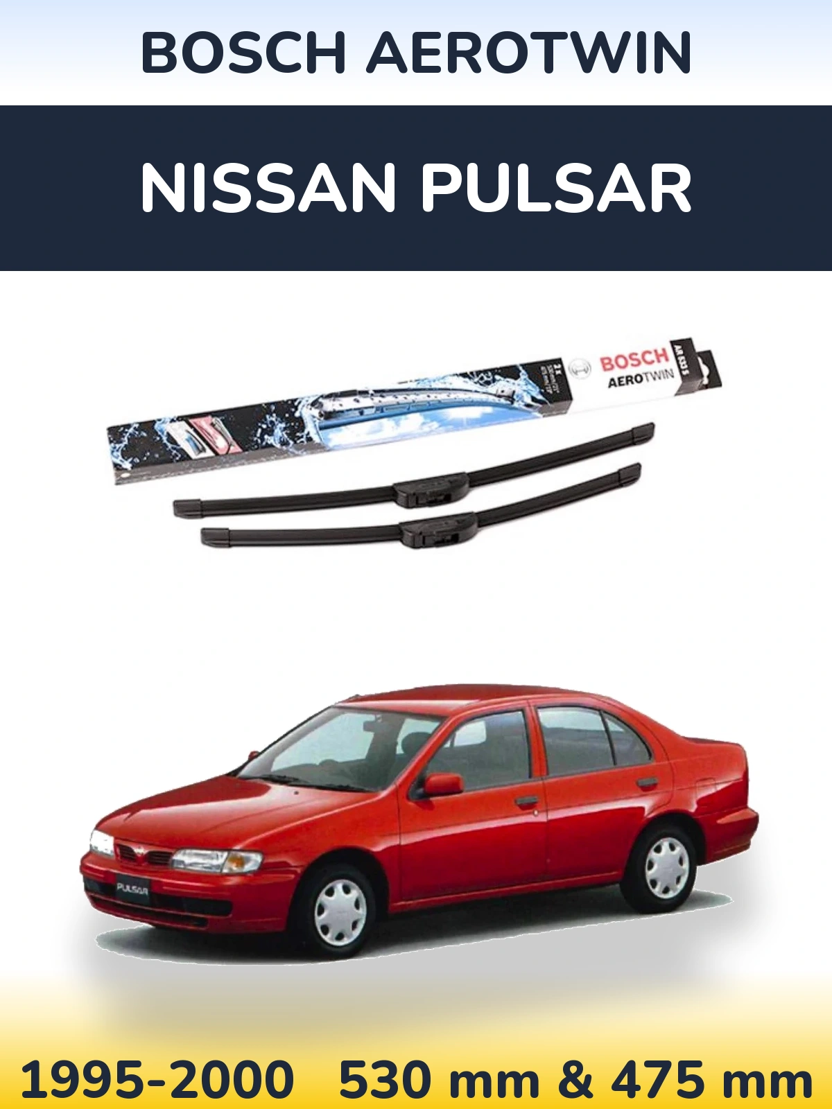 Комплект передних дворников BOSCH AeroTwin 530 & 475 мм для Nissan Pulsar 1995-2000