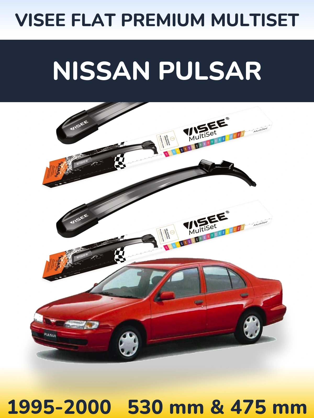 Torkarblad VISEE FLAT PREMIUM MultiSet för Nissan Pulsar