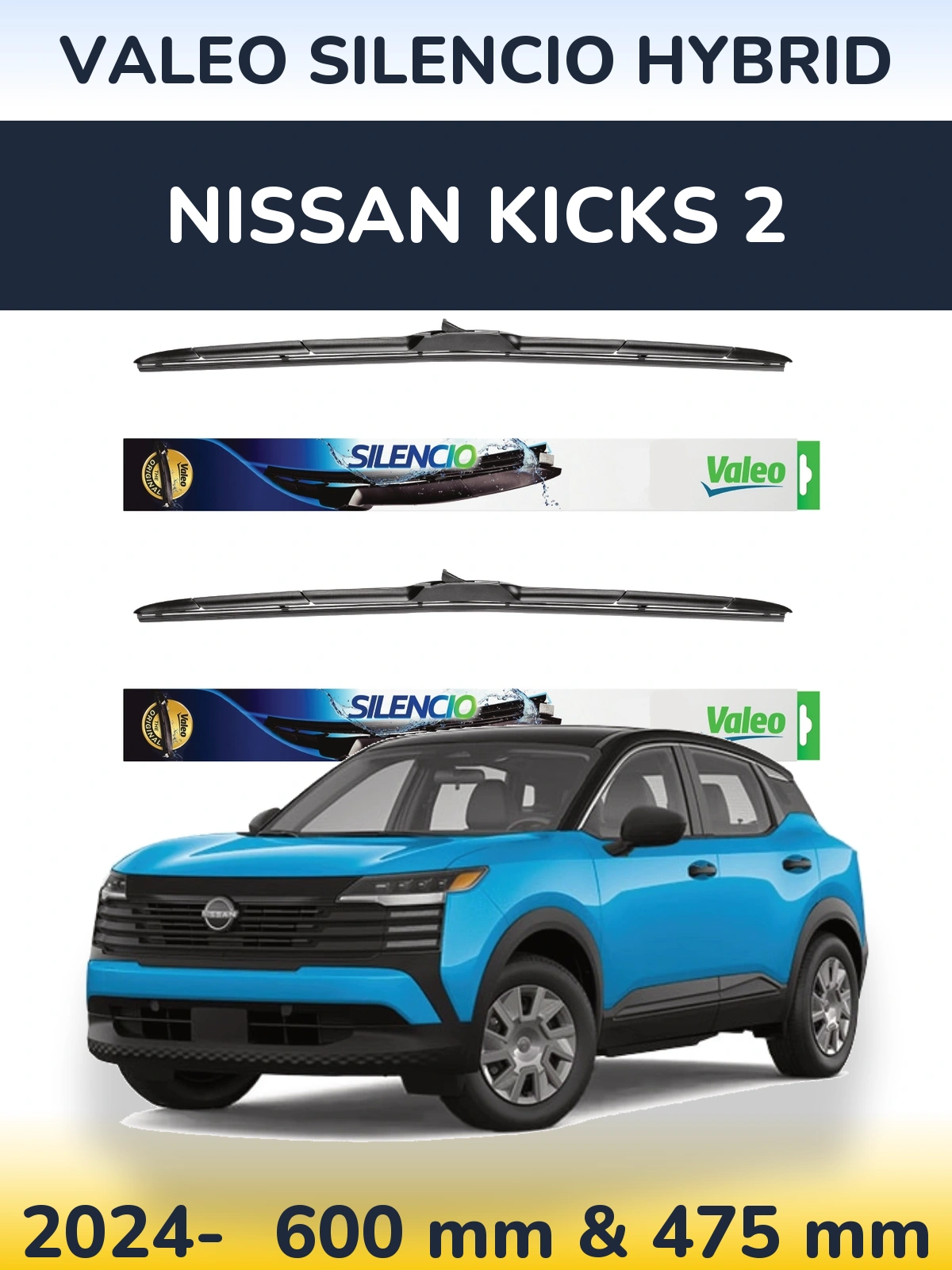 Torkarblad Valeo Silencio Hybrid för Nissan Kicks 2