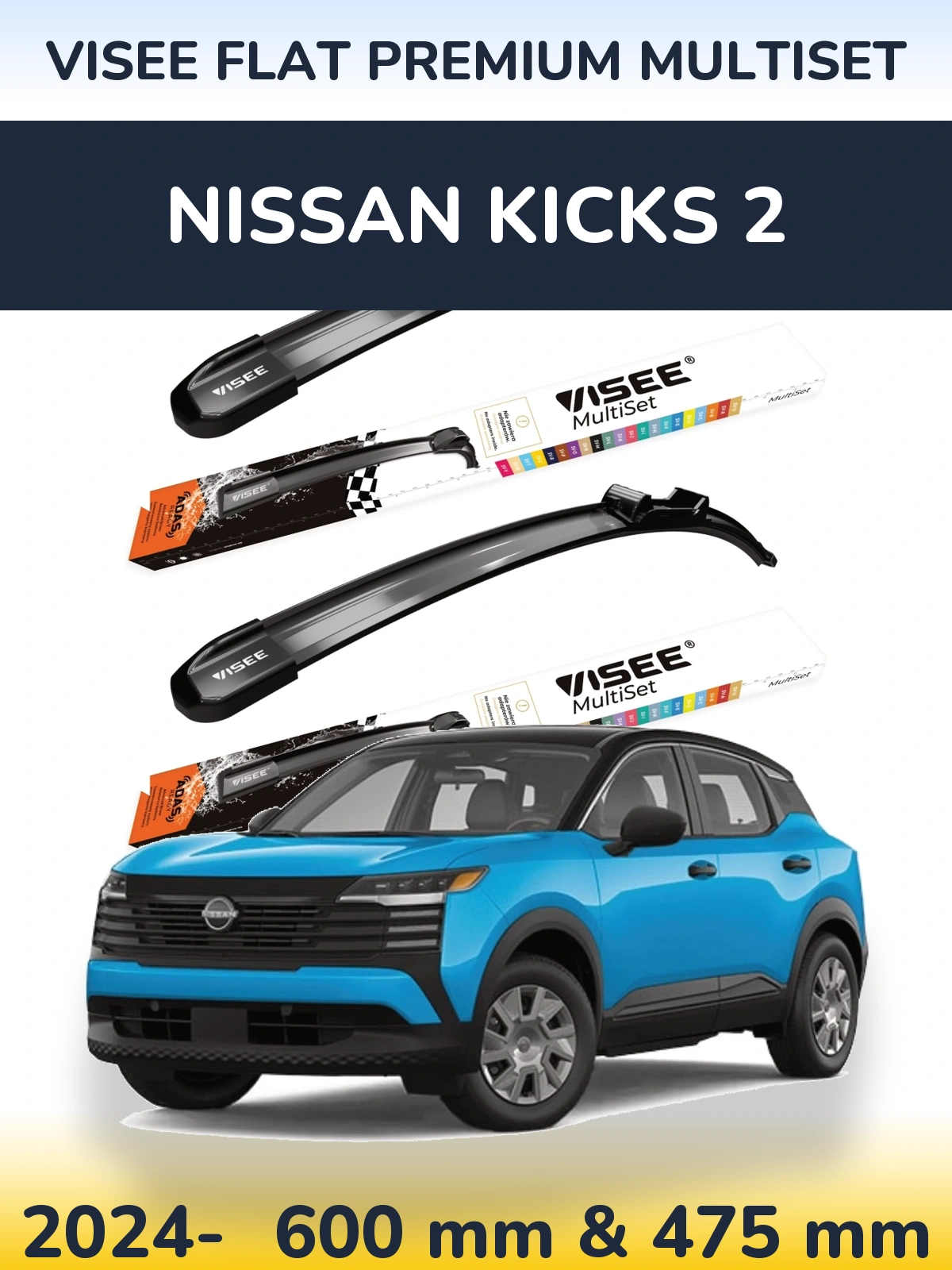 Torkarblad VISEE FLAT PREMIUM MultiSet för Nissan Kicks 2