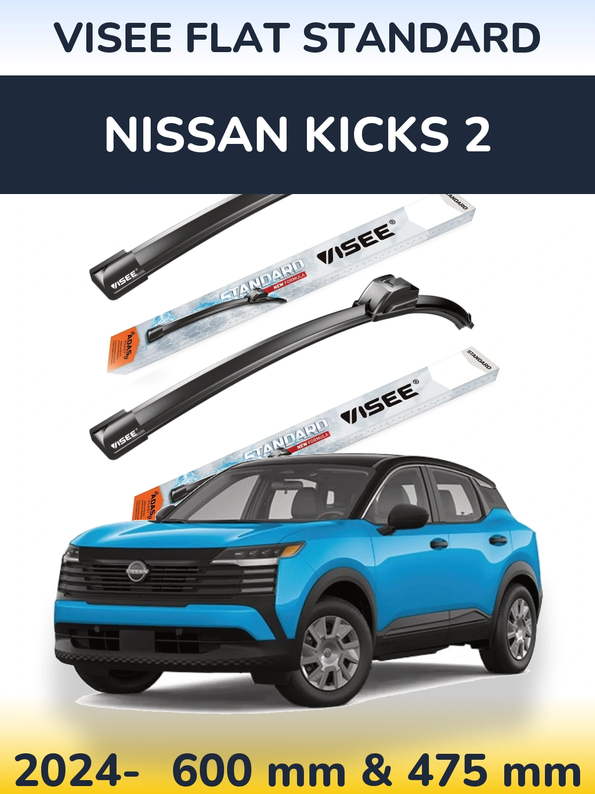 Torkarblad VISEE FLAT STANDARD för Nissan Kicks 2