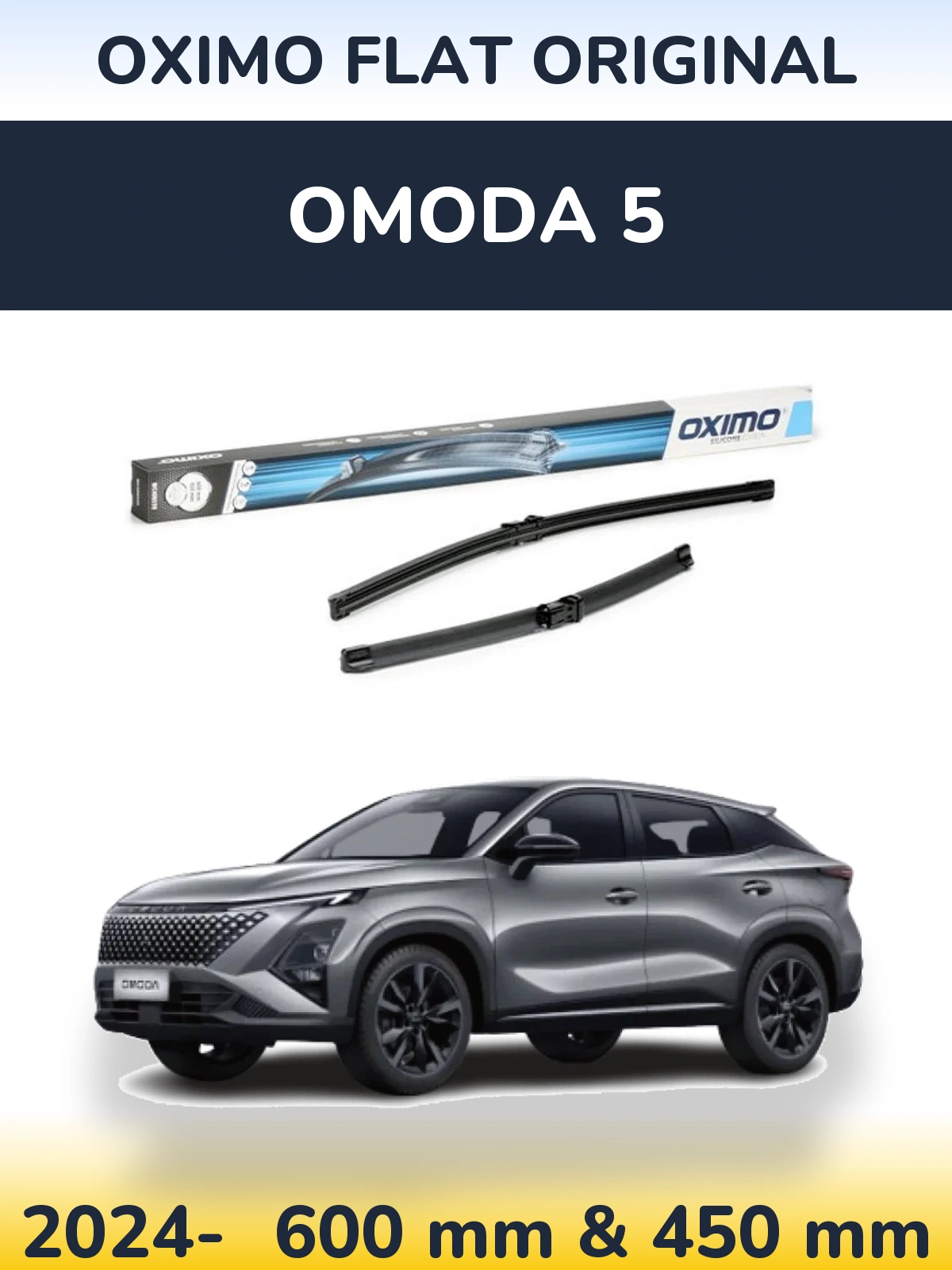 Комплект передних дворников Oximo Flat Original 600 & 450 мм для Omoda 5 2024-2026