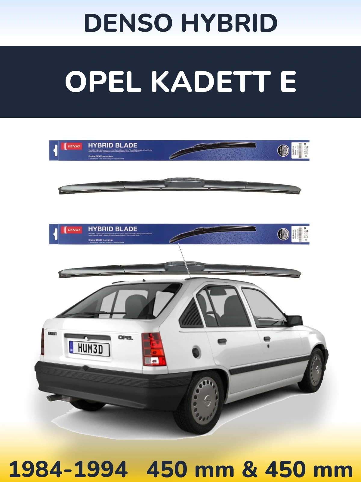 Комплект передніх щіток Denso Hybrid 450 & 450 мм для Opel Kadett E 1984-1994