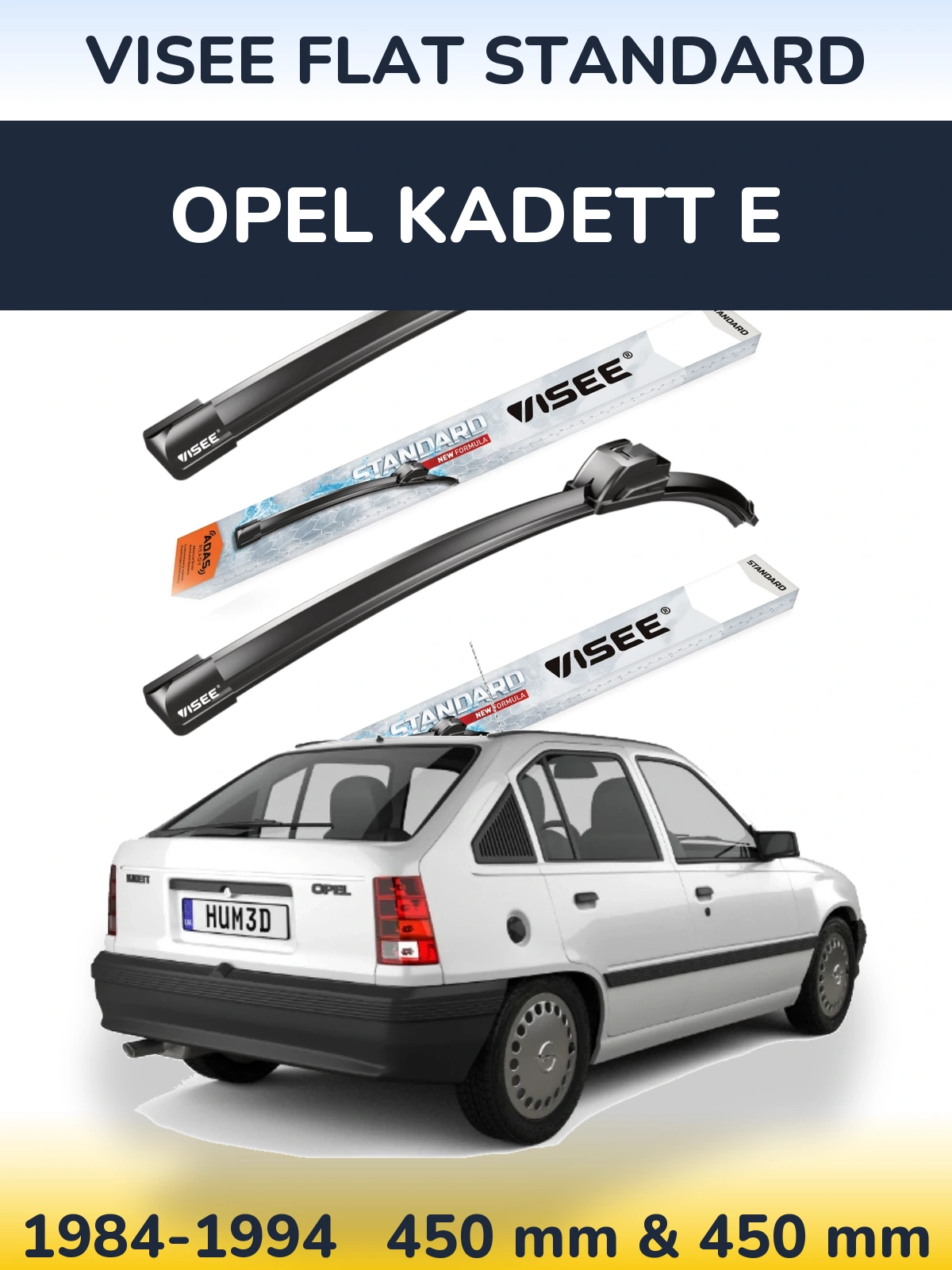 Комплект передних дворников VISEE FLAT STANDARD 450 & 450 мм для Opel Kadett E 1984-1994