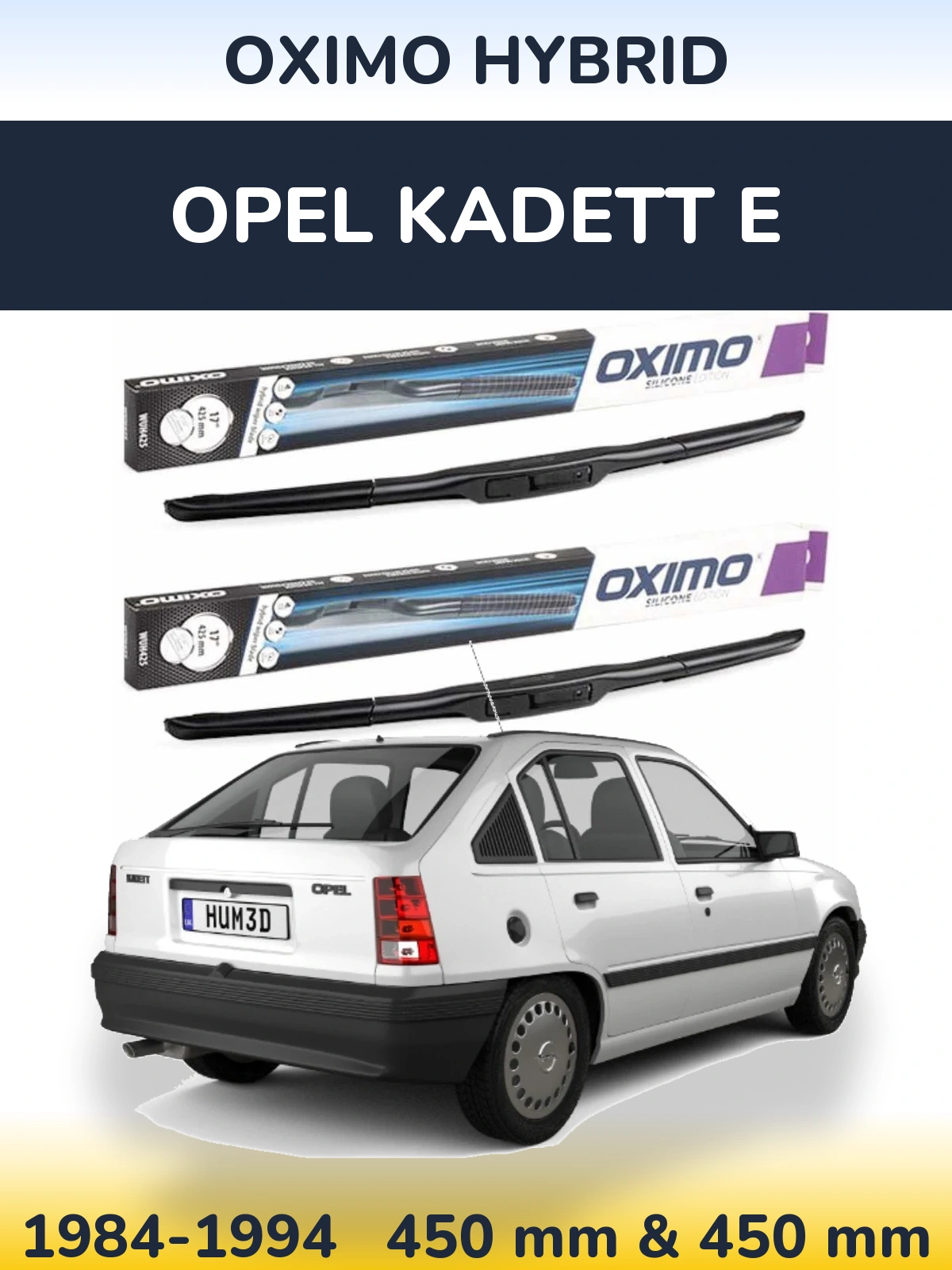 Комплект передніх щіток Oximo Hybrid 450 & 450 мм для Opel Kadett E 1984-1994