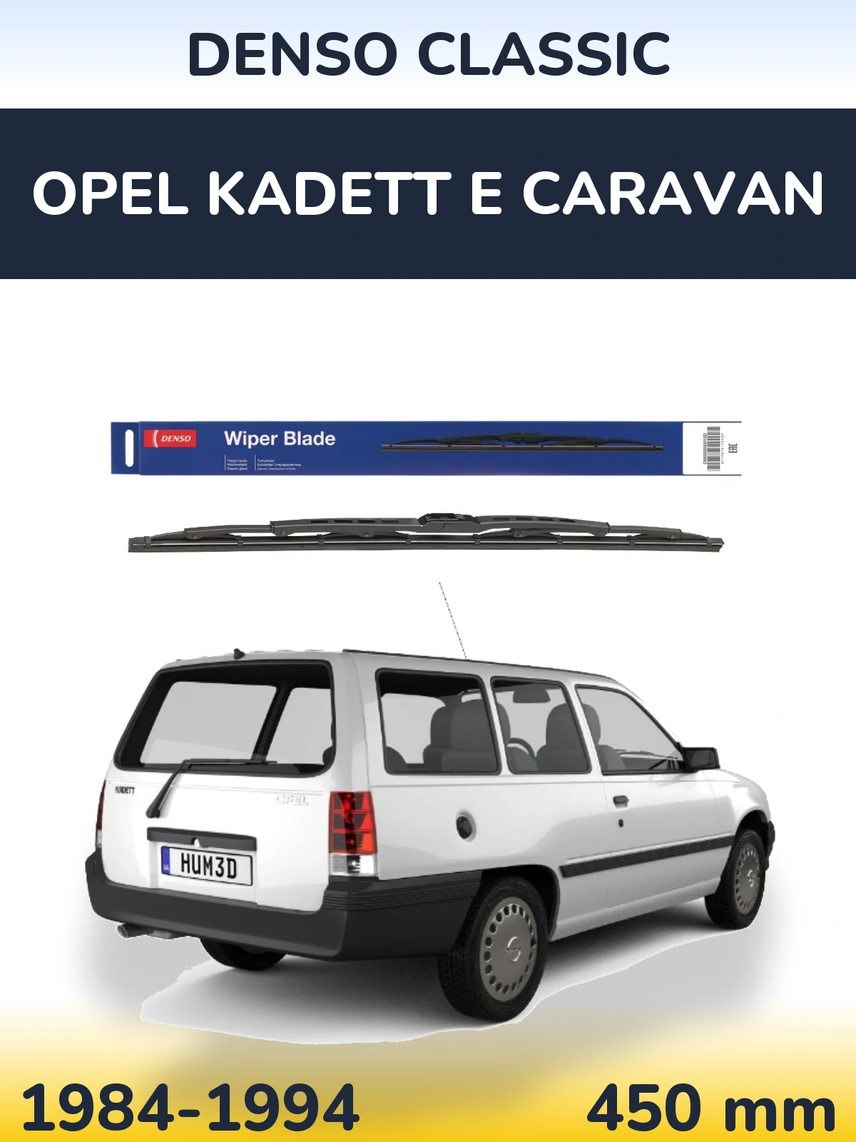 Rear wiper blade Denso Classic 450 mm for Opel Kadett E Caravan 1984-1994