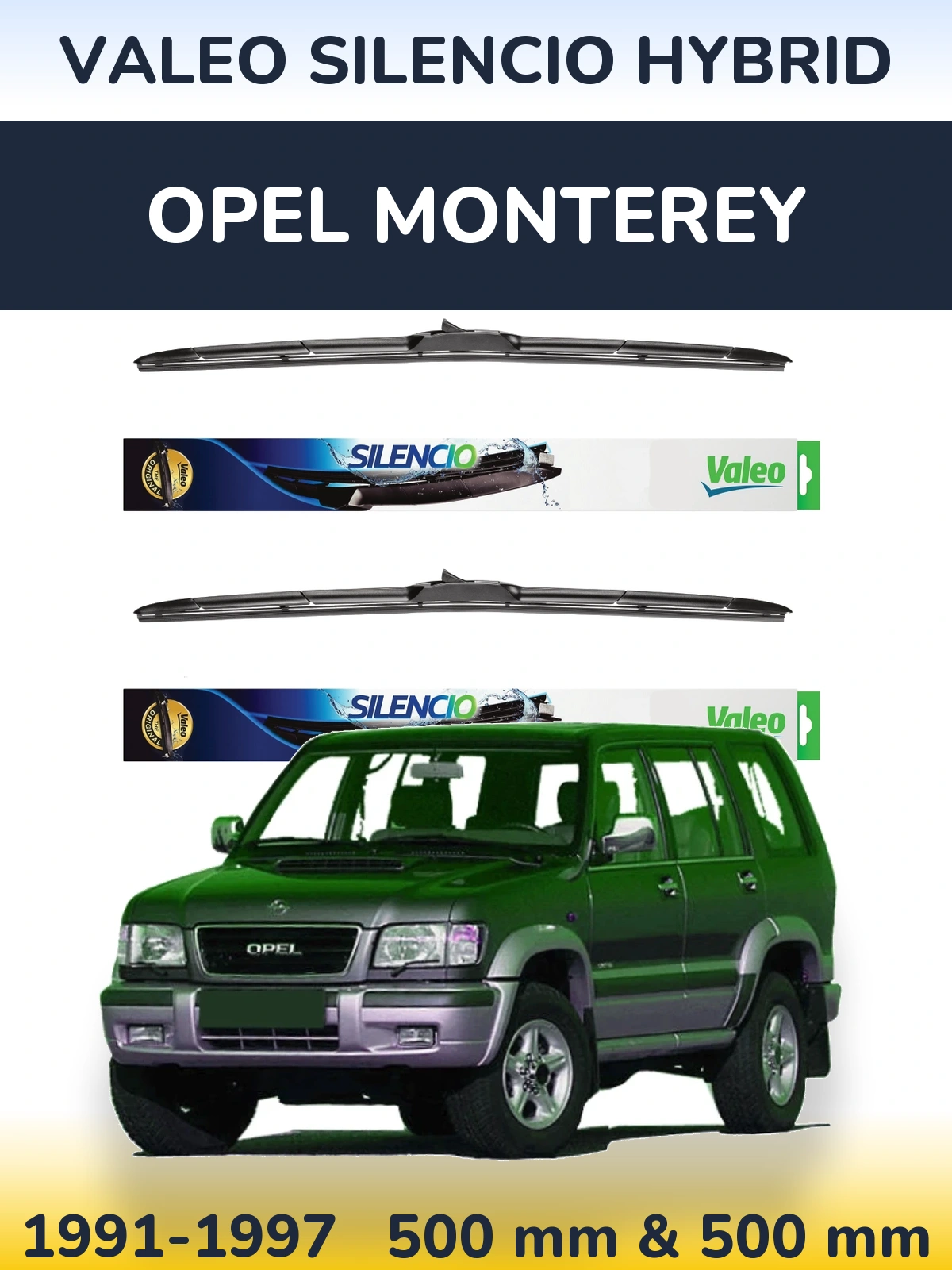 Torkarblad Valeo Silencio Hybrid för Opel Monterey