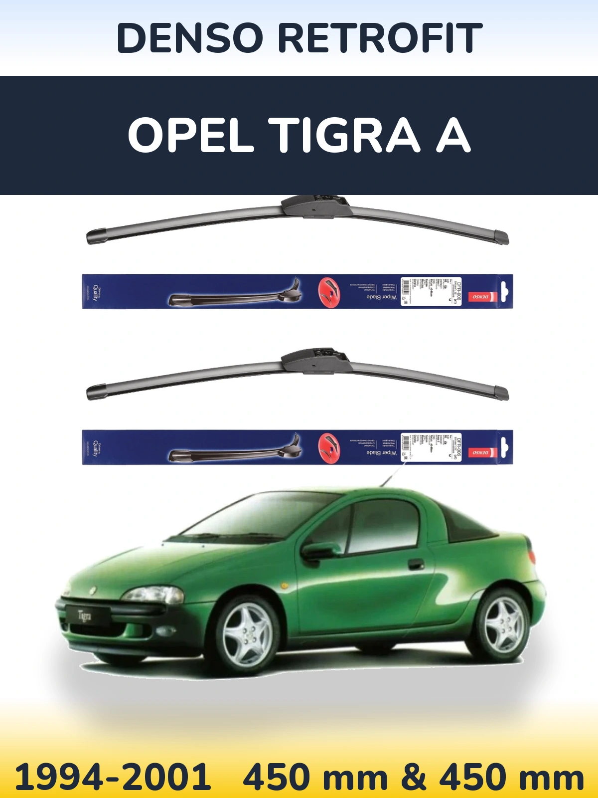 Комплект передніх щіток Denso Retrofit 450 & 450 мм для Opel Tigra A 1994-2001