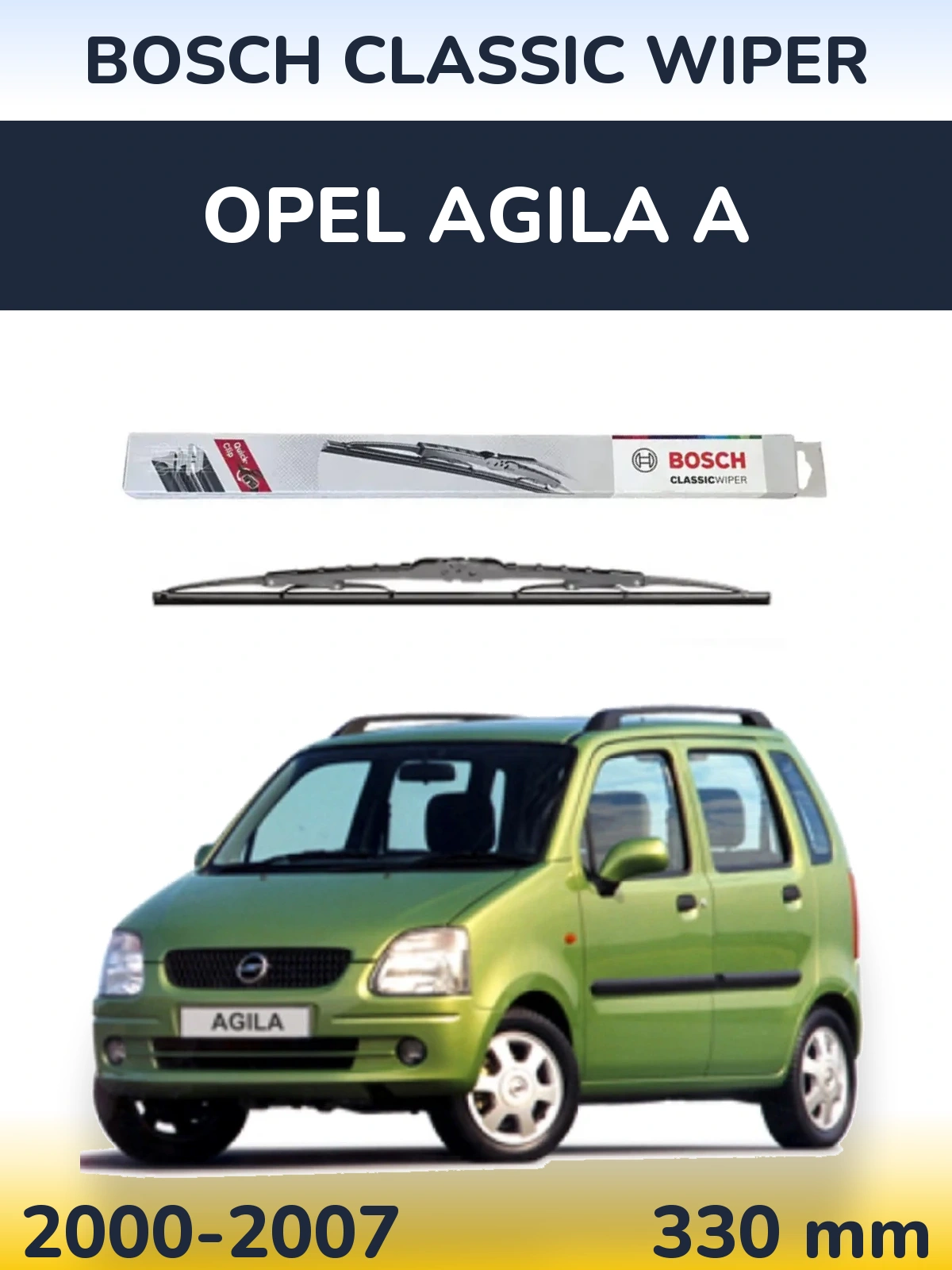 Rear wiper blade BOSCH Classic Wiper 340 mm for Opel Agila A 2000-2007