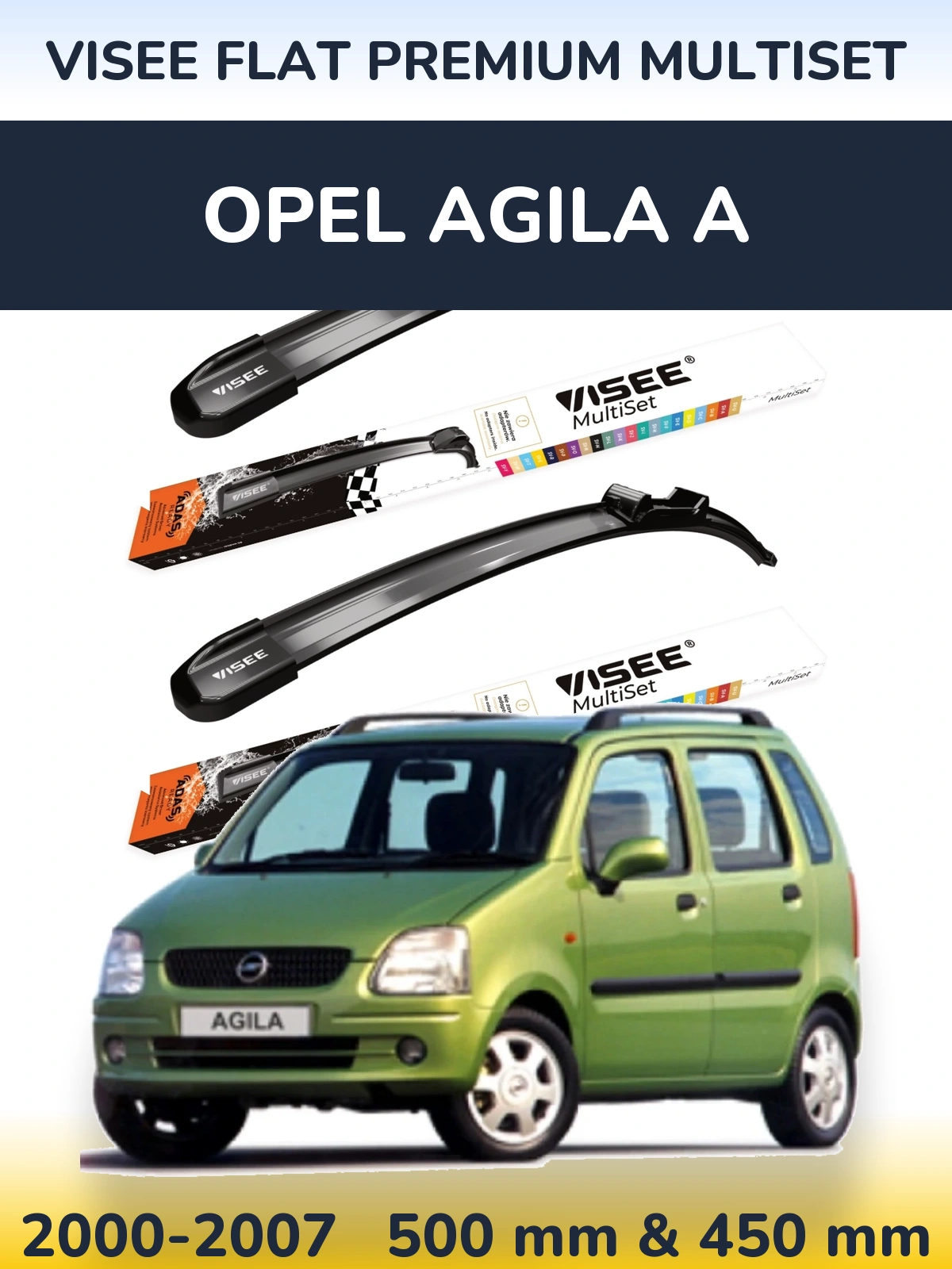 Torkarblad VISEE FLAT PREMIUM MultiSet för Opel Agila A