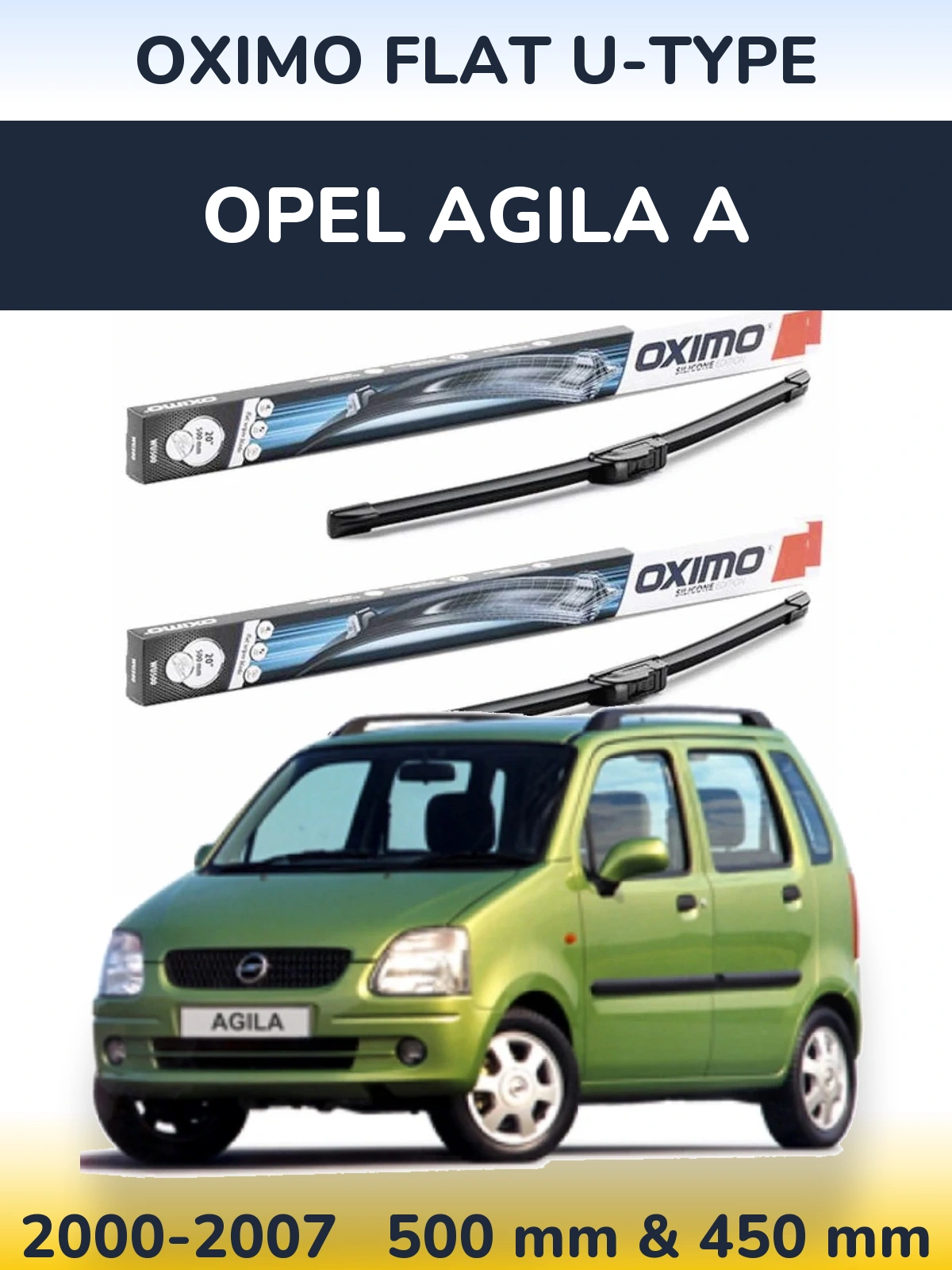Torkarblad Oximo Flat U-type för Opel Agila A
