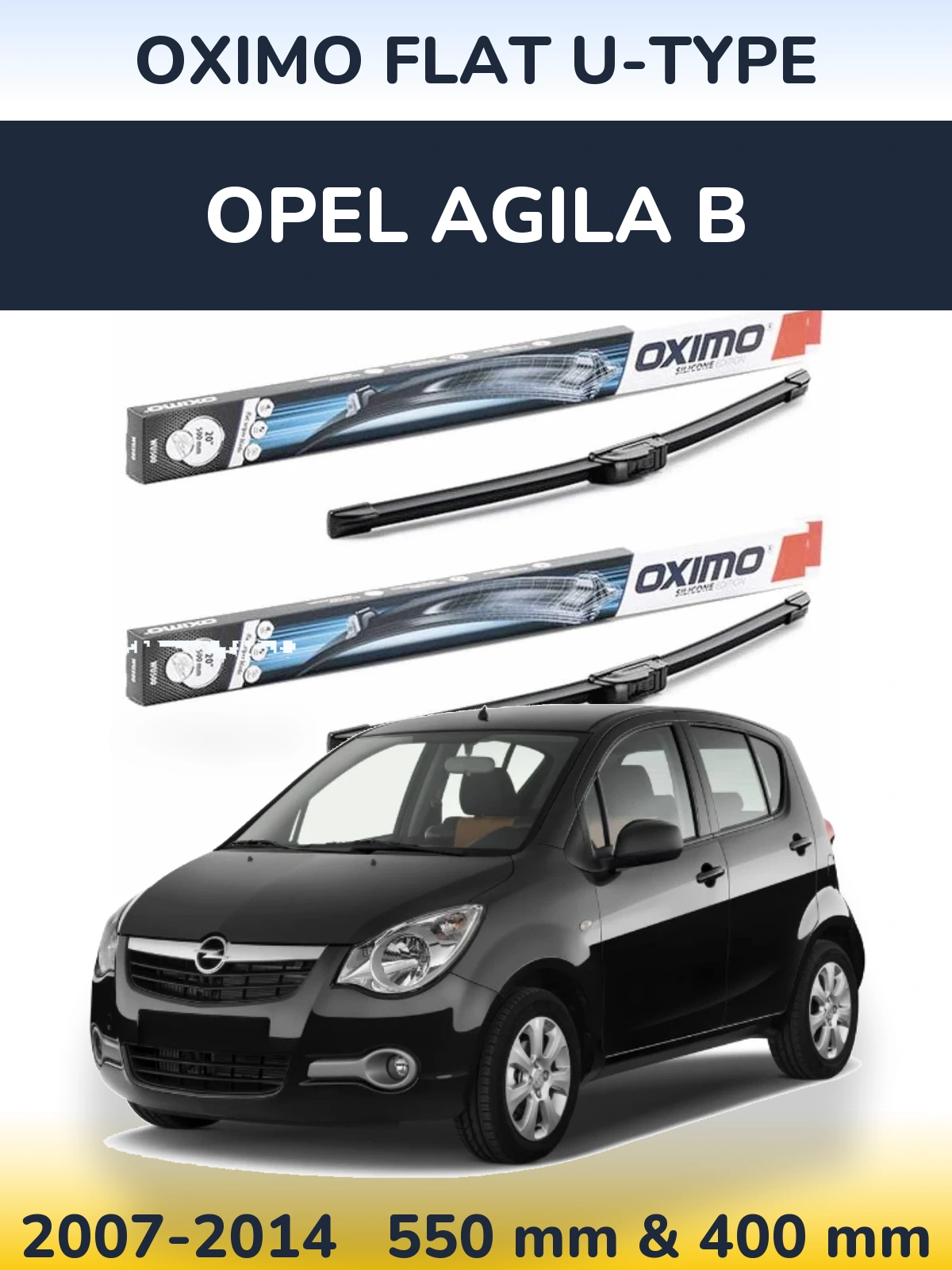Torkarblad Oximo Flat U-type för Opel Agila B