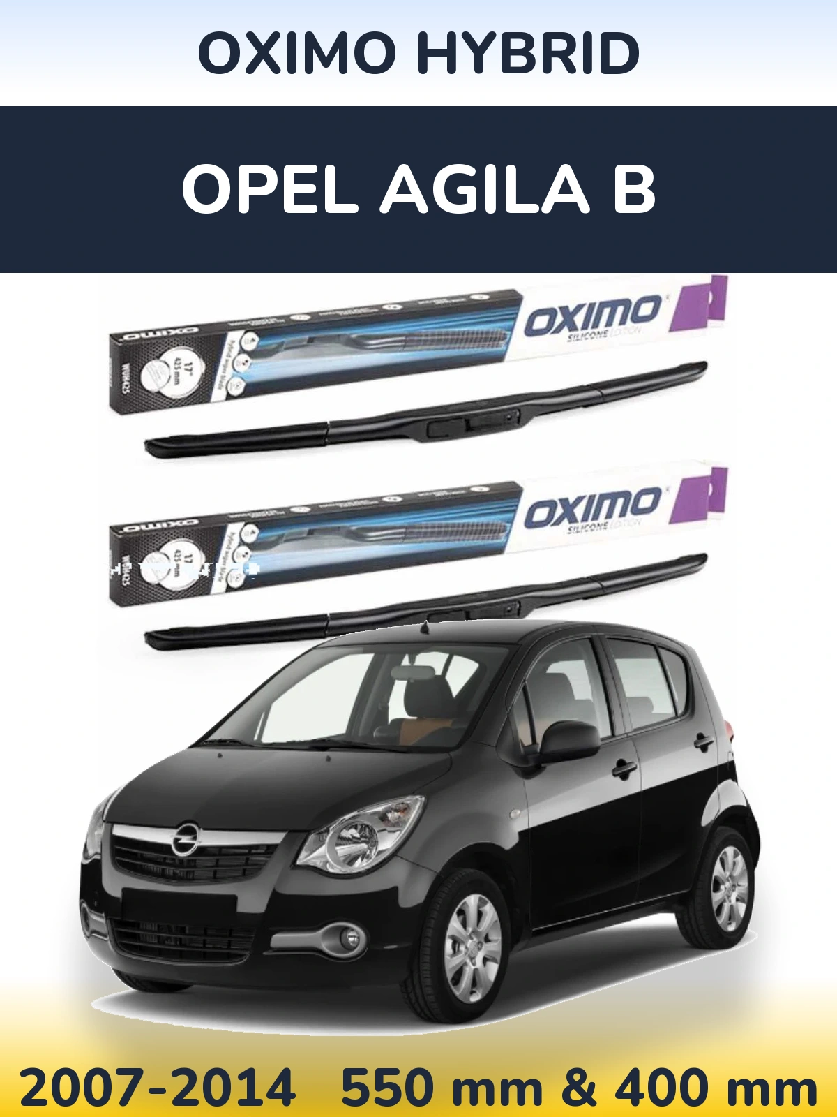 Комплект передних дворников Oximo Hybrid 550 & 400 мм для Opel Agila B 2007-2014