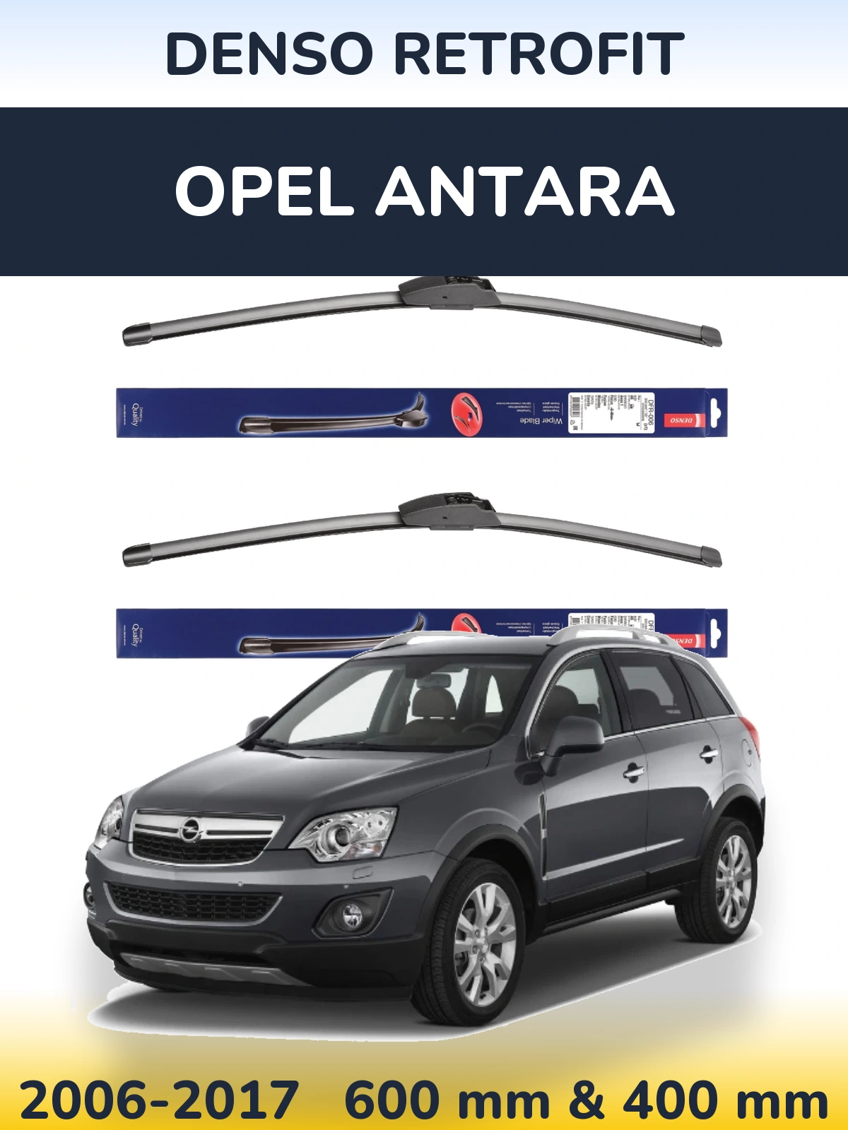Комплект передніх щіток Denso Retrofit 600 & 400 мм для Opel Antara 2006-2017