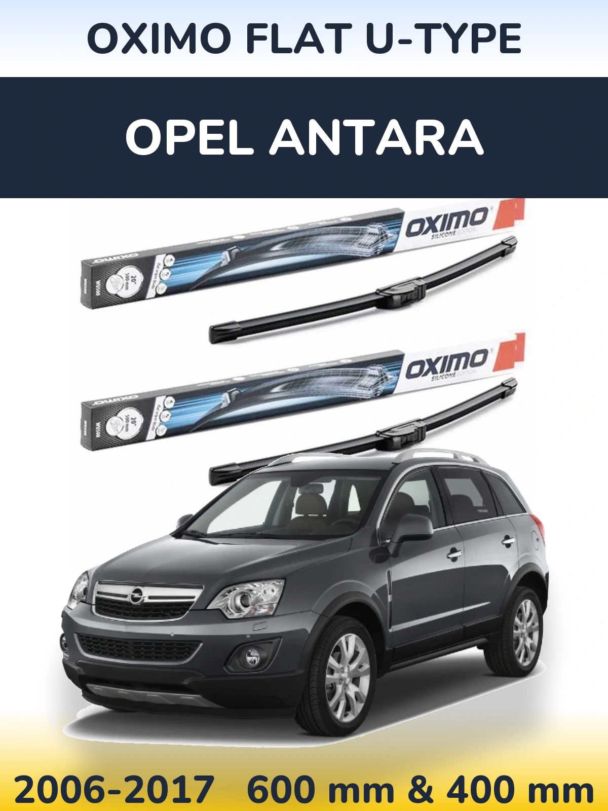 Комплект передніх щіток Oximo Flat U-type 600 & 400 мм для Opel Antara 2006-2017
