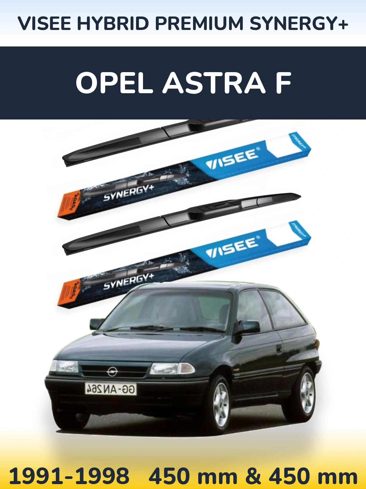 Комплект передніх щіток VISEE HYBRID PREMIUM SYNERGY+ 450 & 450 мм для Opel Astra F 1991-1998
