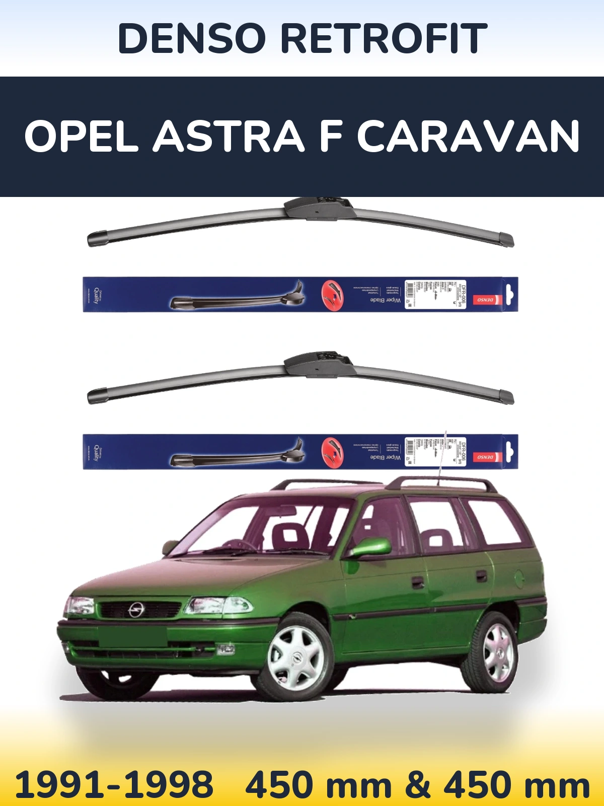 Комплект передніх щіток Denso Retrofit 450 & 450 мм для Opel Astra F Caravan 1991-1998