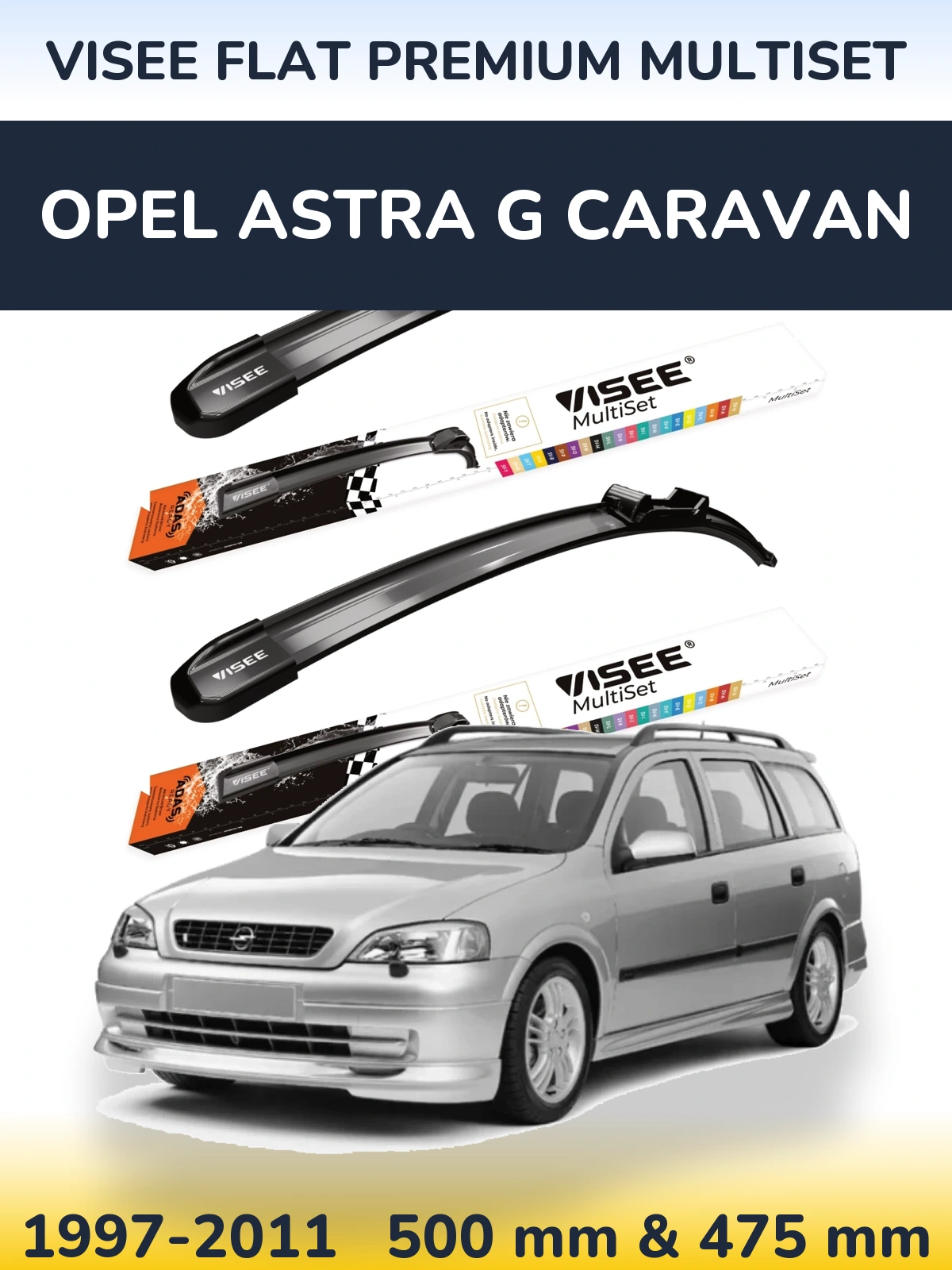 Torkarblad VISEE FLAT PREMIUM MultiSet för Opel Astra G Caravan