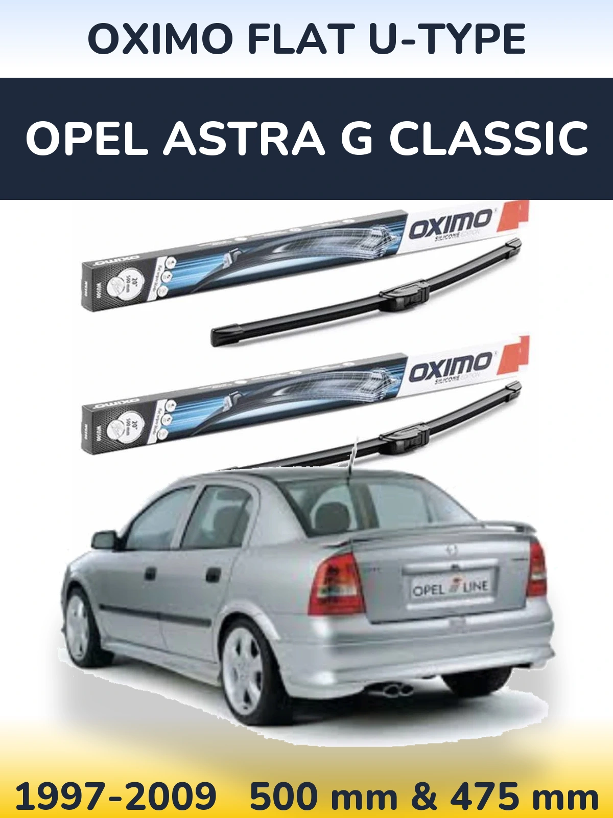 Torkarblad Oximo Flat U-type för Opel Astra G Classic