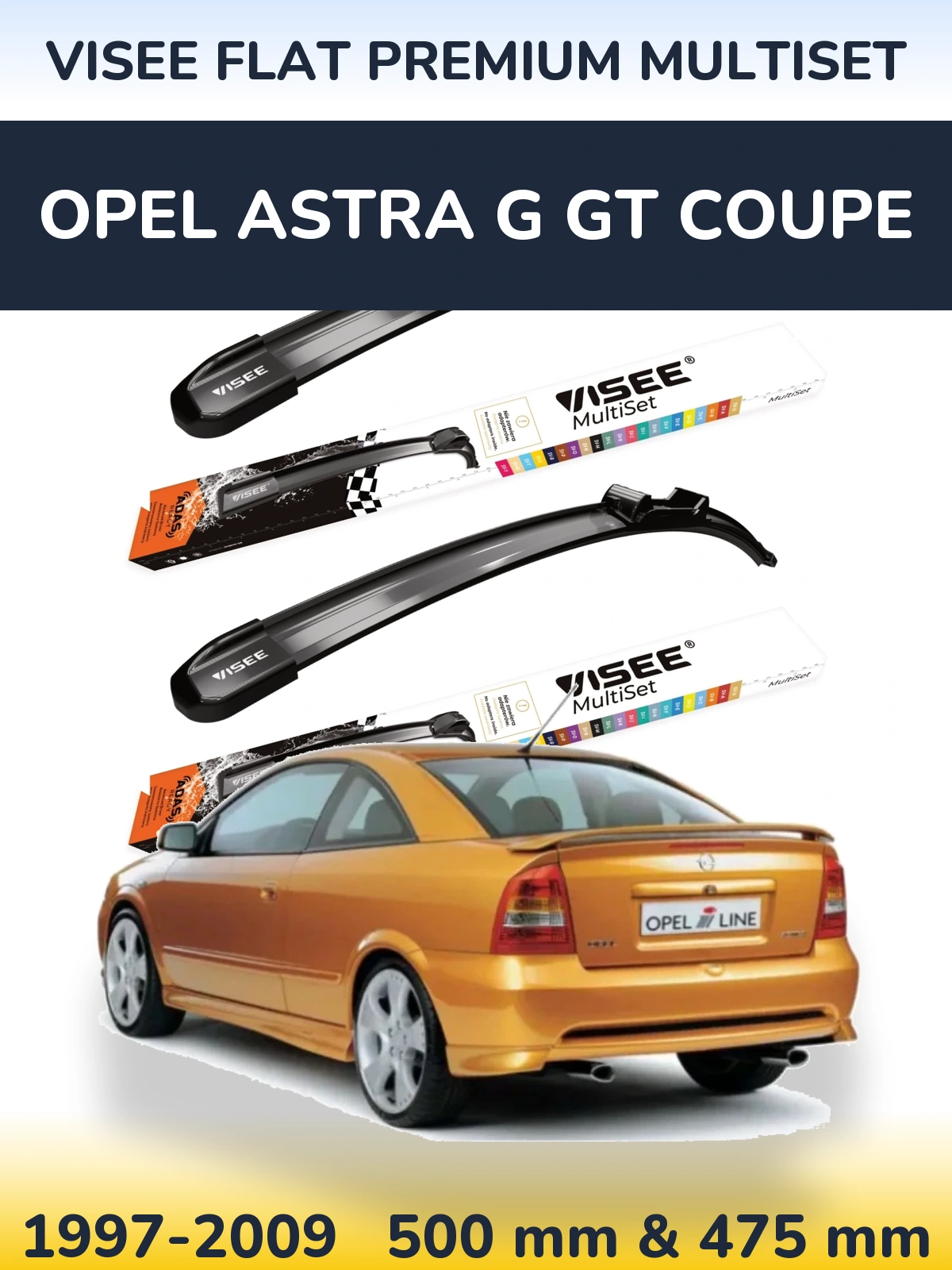 Torkarblad VISEE FLAT PREMIUM MultiSet för Opel Astra G GT coupe