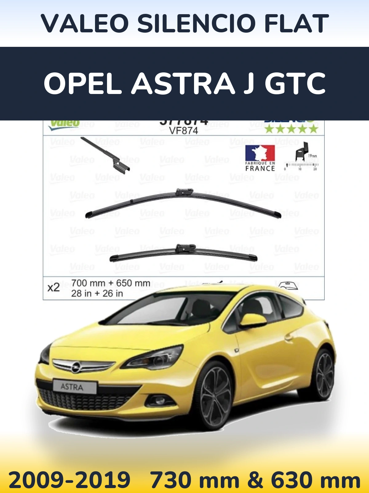Torkarblad Valeo Silencio Flat för Opel Astra J GTC
