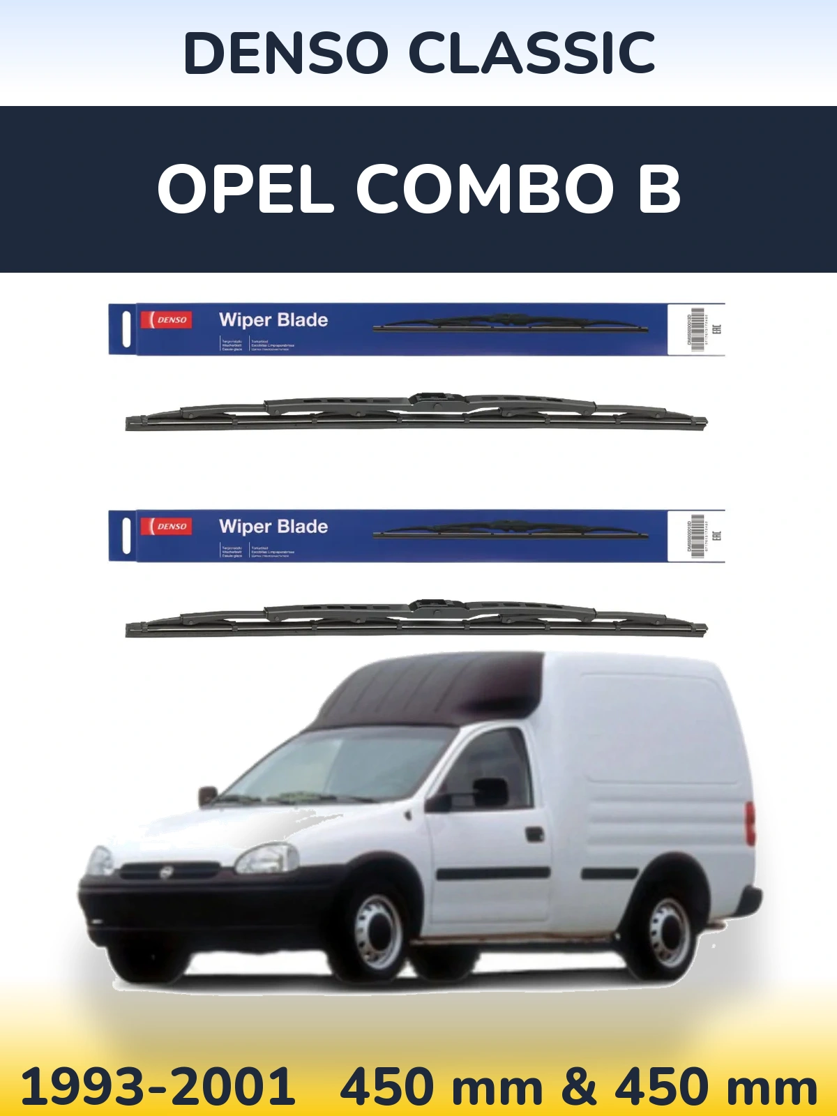 Комплект передніх щіток Denso Classic 450 & 450 мм для Opel Combo B 1993-2001