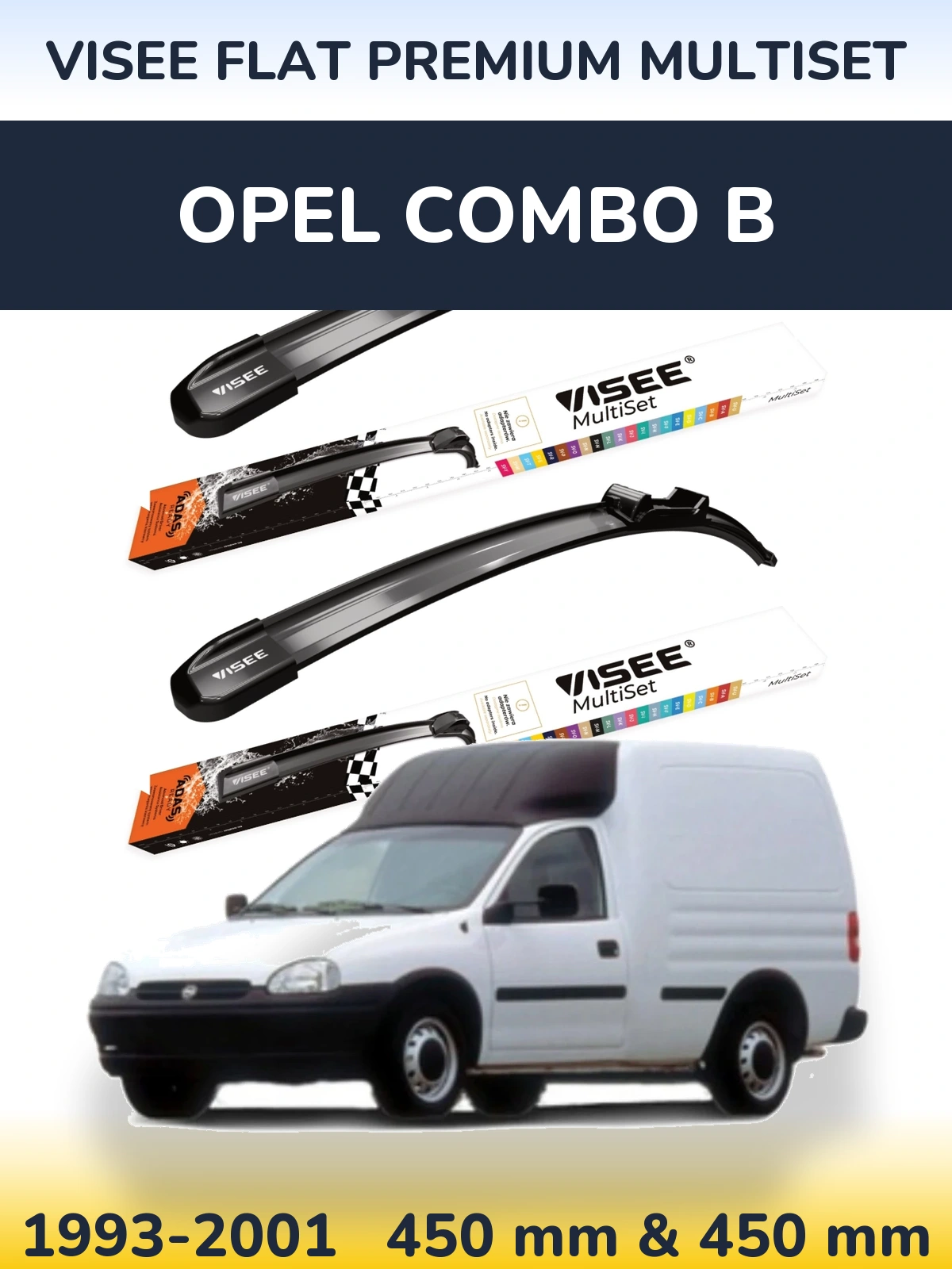 Torkarblad VISEE FLAT PREMIUM MultiSet för Opel Combo B
