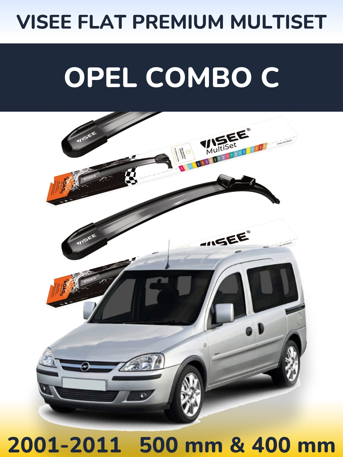 Torkarblad VISEE FLAT PREMIUM MultiSet för Opel Combo C