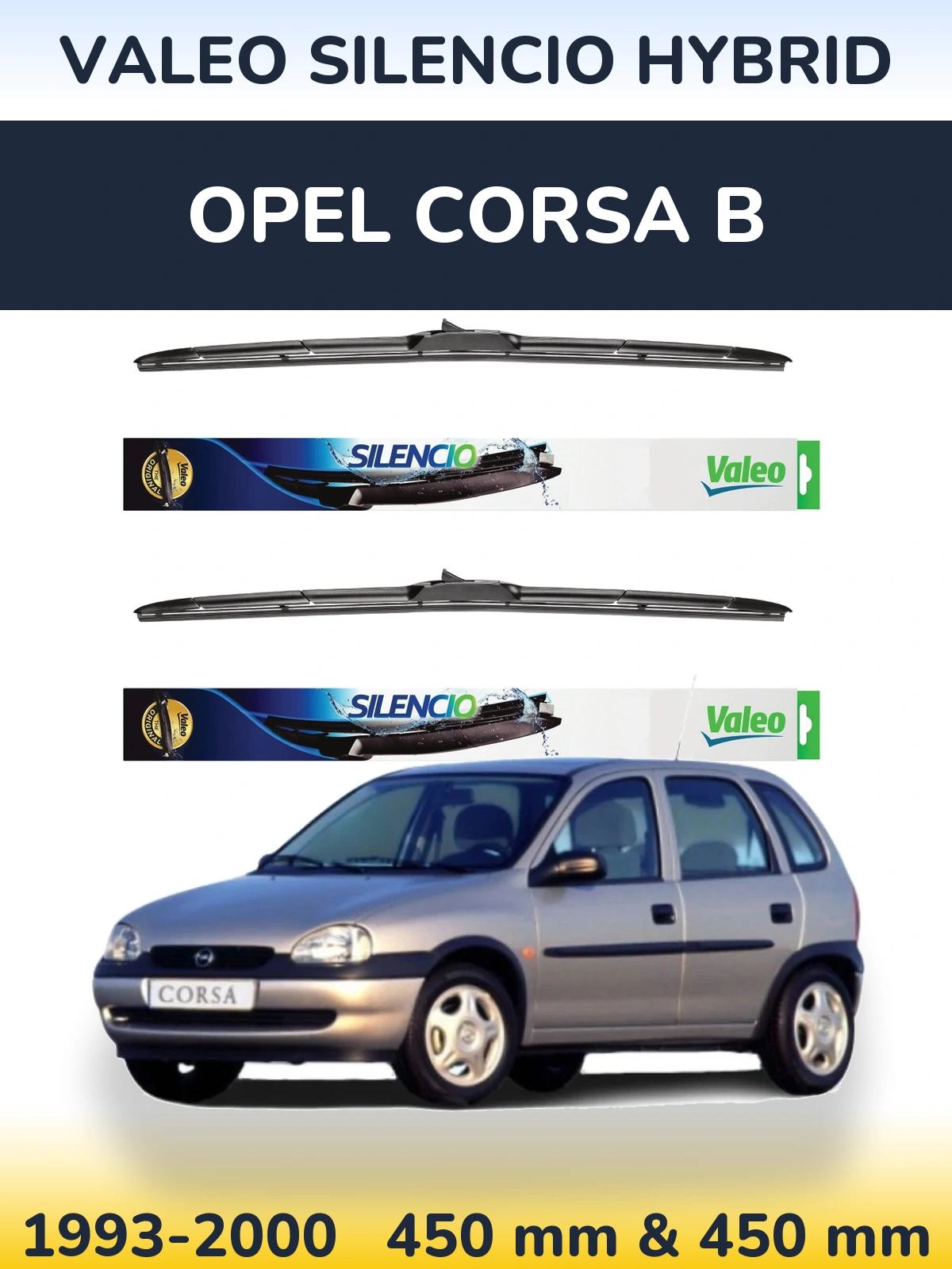 Torkarblad Valeo Silencio Hybrid för Opel Corsa B