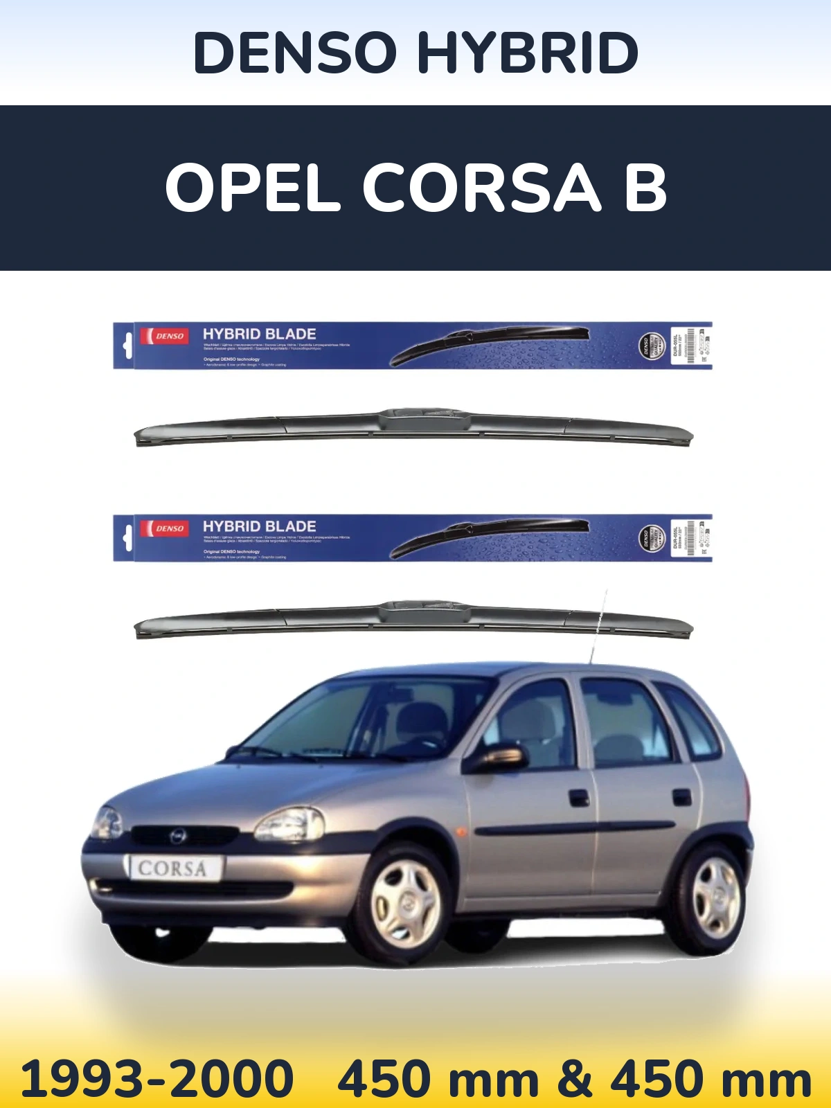 Torkarblad Denso Hybrid för Opel Corsa B