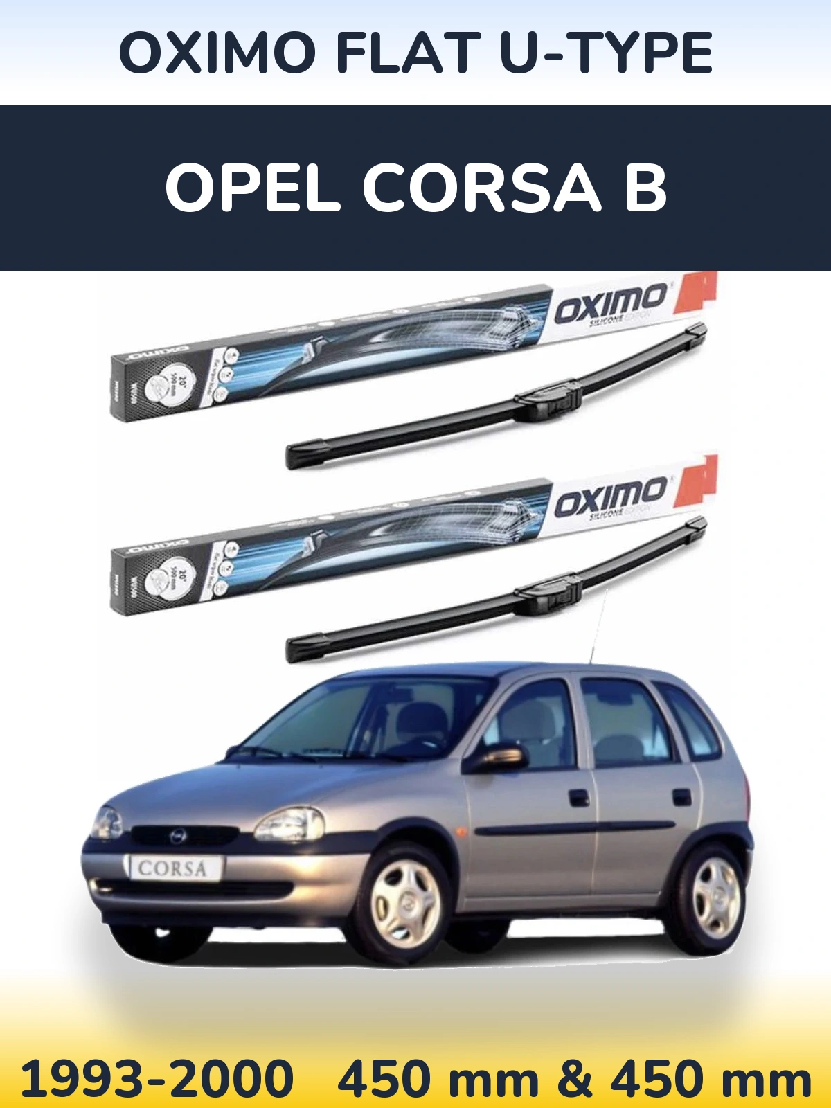 Torkarblad Oximo Flat U-type för Opel Corsa B