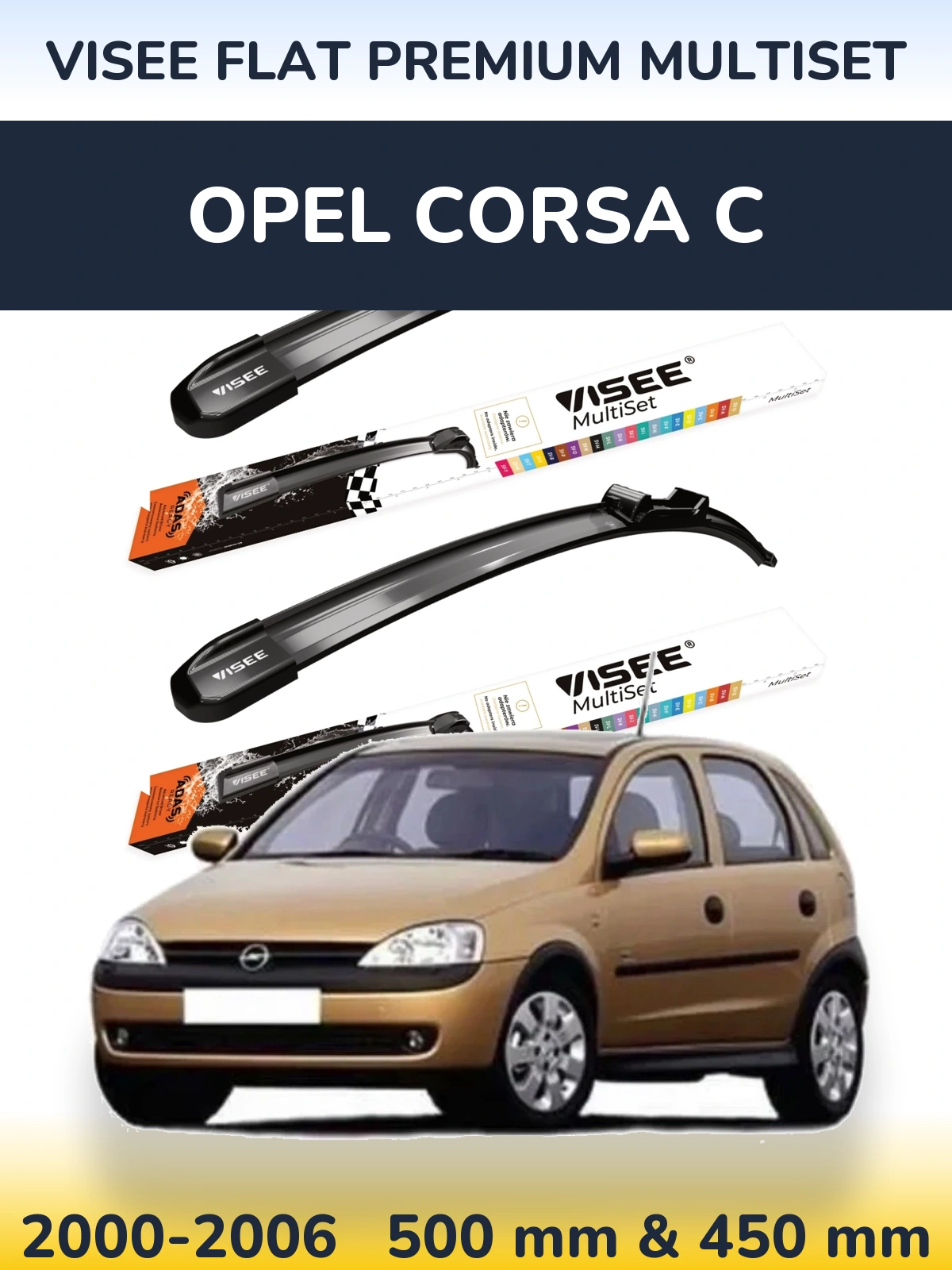 Torkarblad VISEE FLAT PREMIUM MultiSet för Opel Corsa C