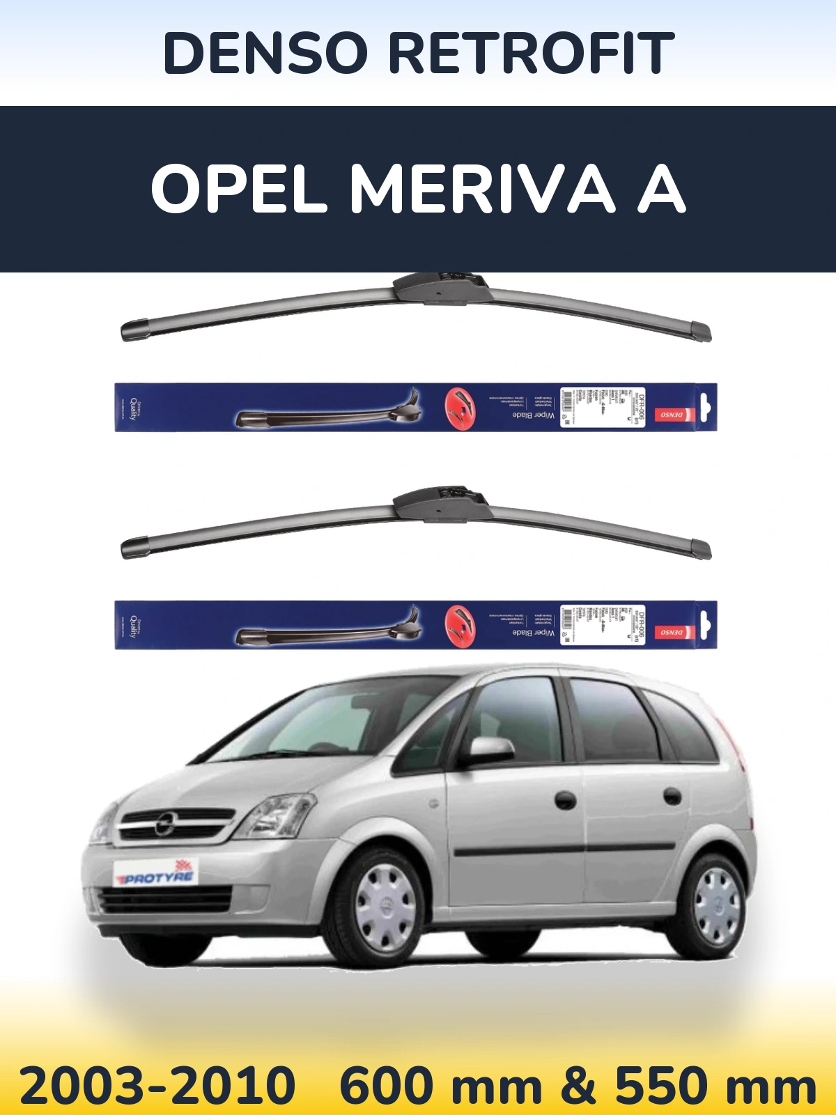 Комплект передних дворников Denso Retrofit 600 & 550 мм для Opel Meriva A 2003-2010