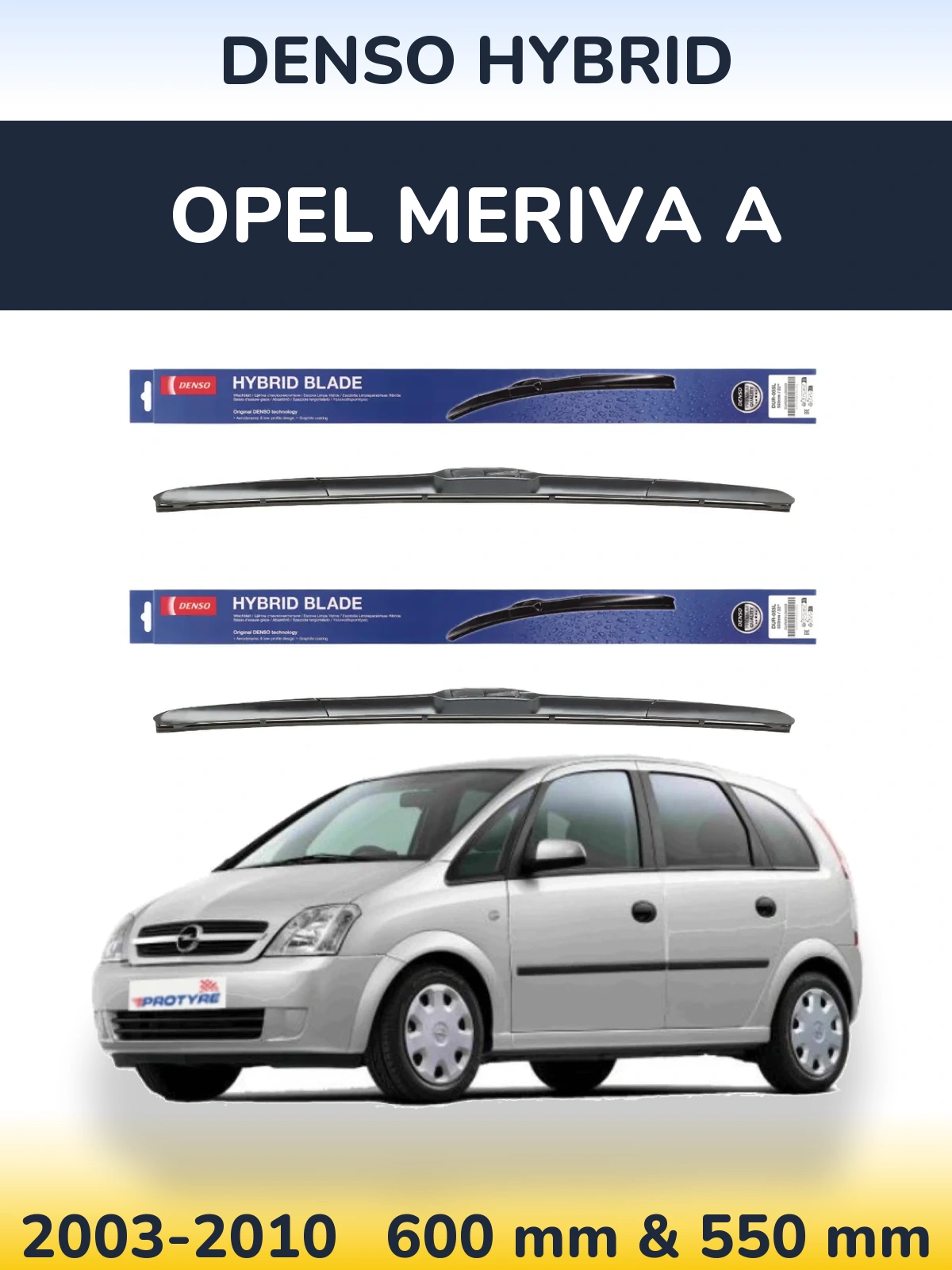 Комплект передних дворников Denso Hybrid 600 & 550 мм для Opel Meriva A 2003-2010