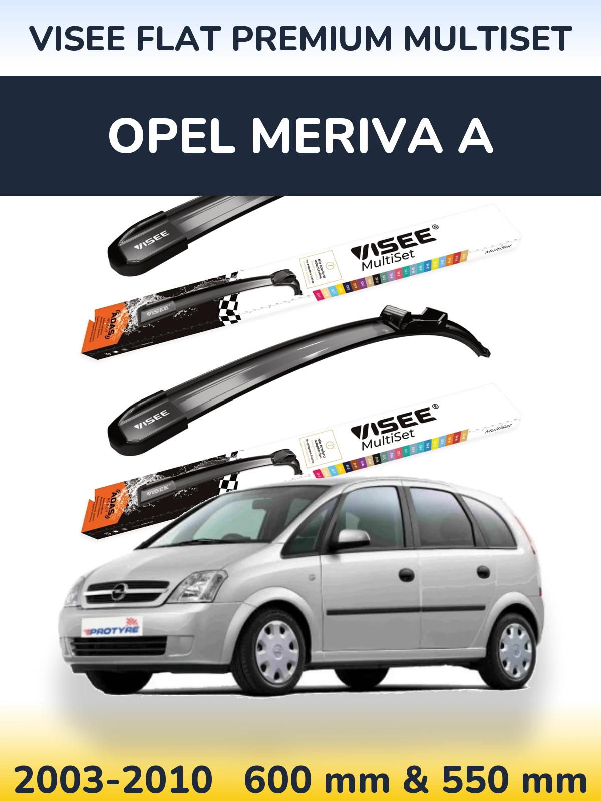 Torkarblad VISEE FLAT PREMIUM MultiSet för Opel Meriva A
