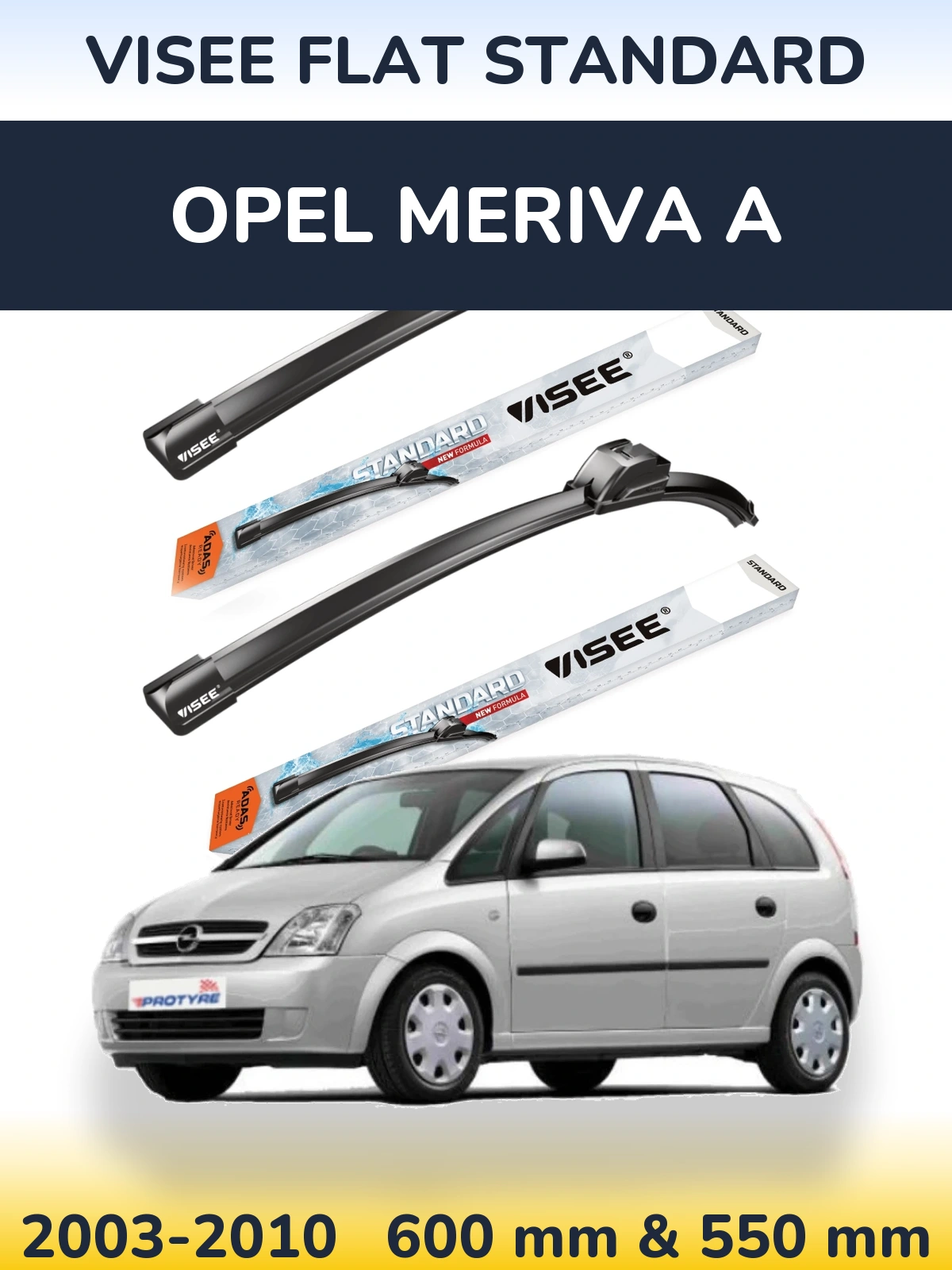 Torkarblad VISEE FLAT STANDARD för Opel Meriva A