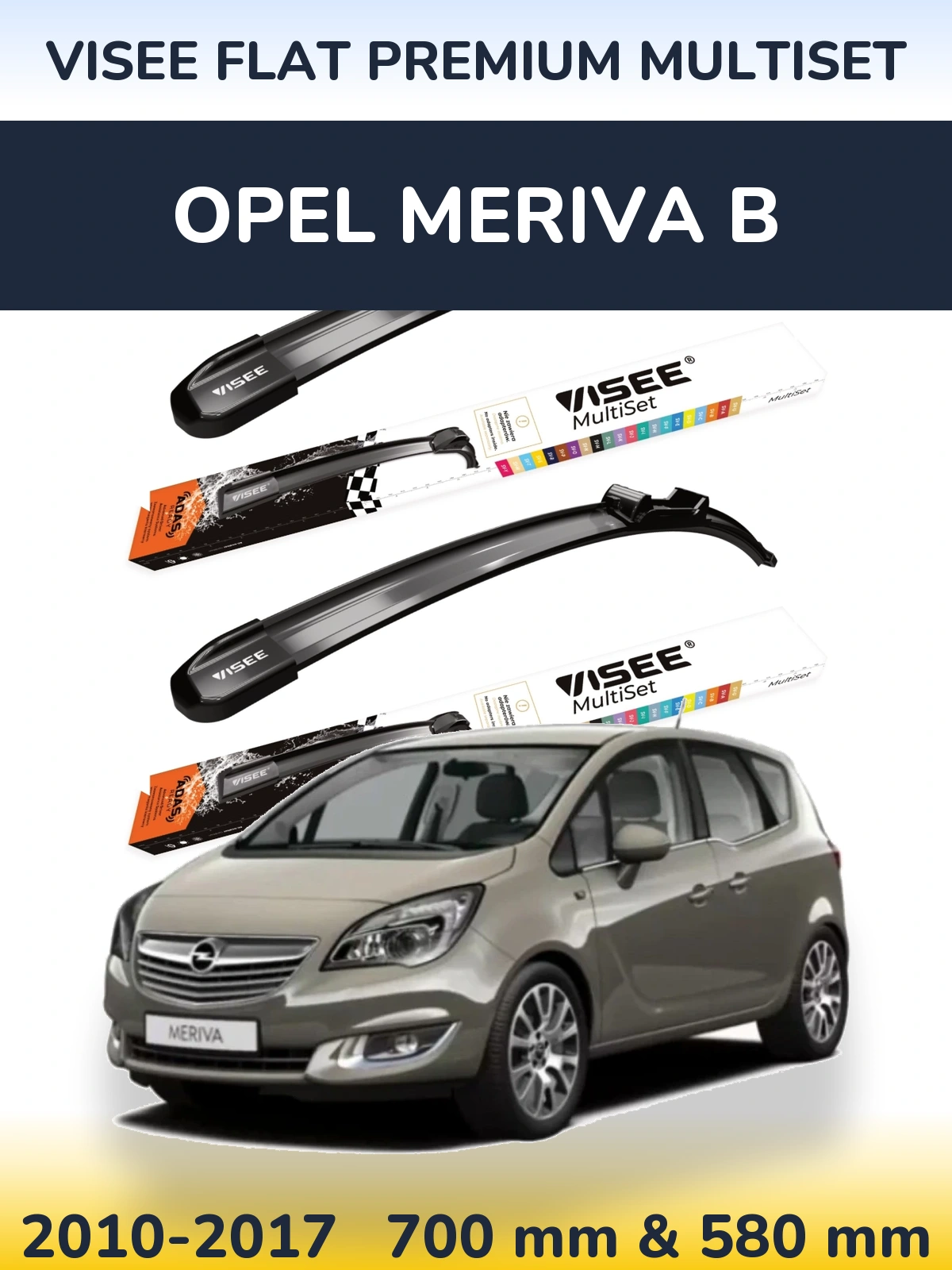 Torkarblad VISEE FLAT PREMIUM MultiSet för Opel Meriva B