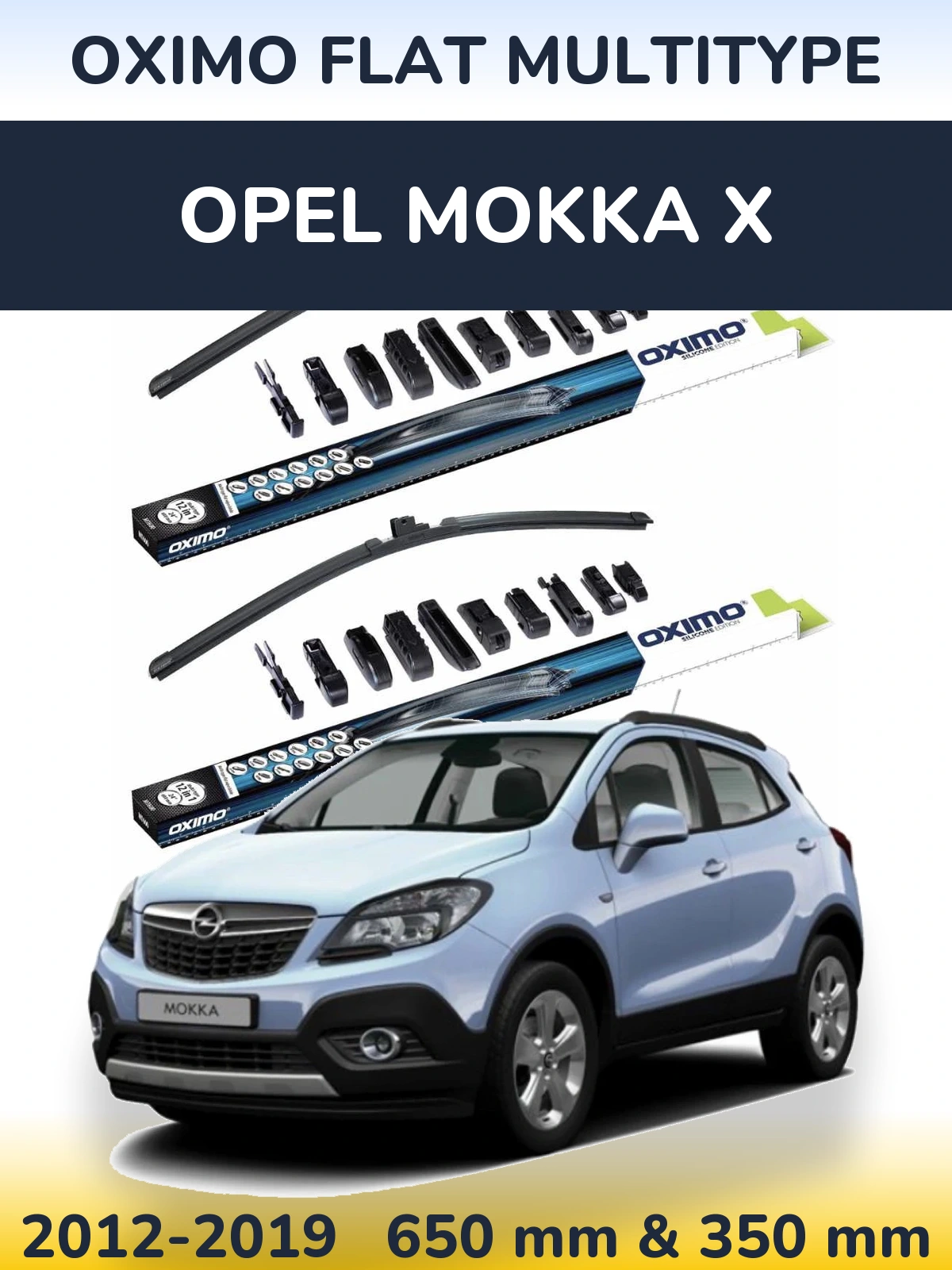 Комплект передних дворников Oximo Flat MultiТипe 650 & 350 мм для Opel Mokka X 2012-2019