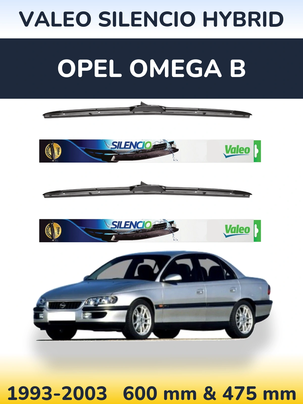 Torkarblad Valeo Silencio Hybrid för Opel Omega B