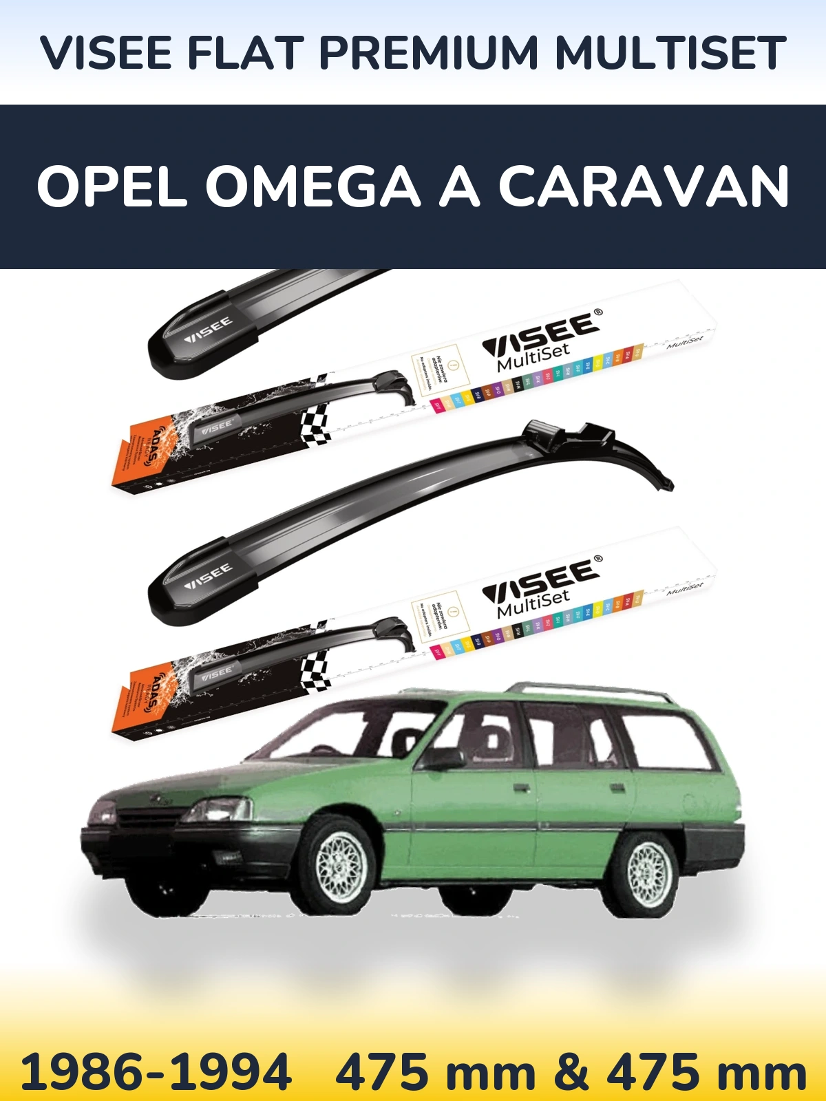 Torkarblad VISEE FLAT PREMIUM MultiSet för Opel Omega A Caravan