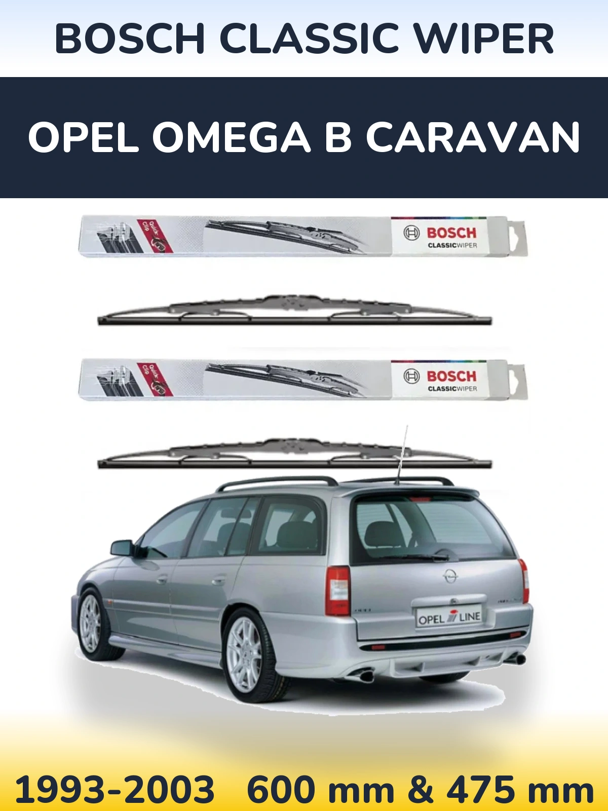 Torkarblad BOSCH Classic Wiper för Opel Omega B Caravan