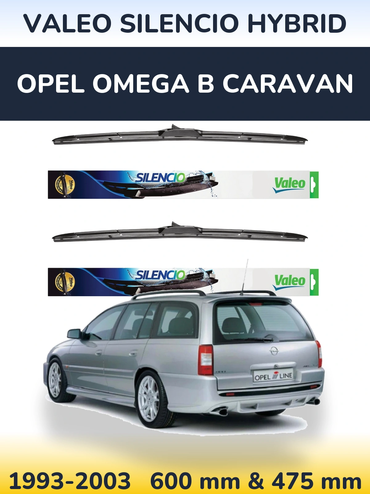 Torkarblad Valeo Silencio Hybrid för Opel Omega B Caravan
