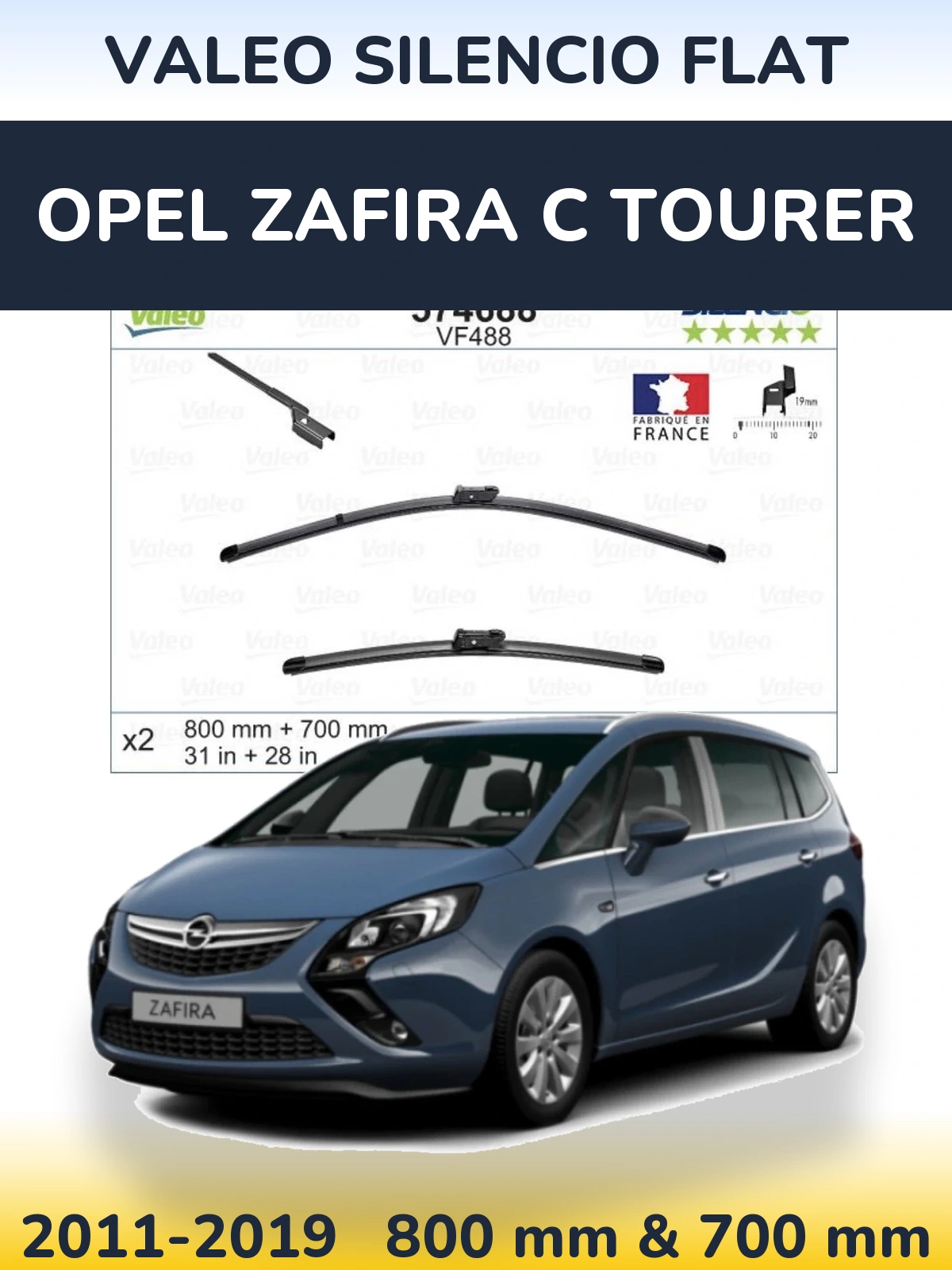 Torkarblad Valeo Silencio Flat för Opel Zafira C Tourer